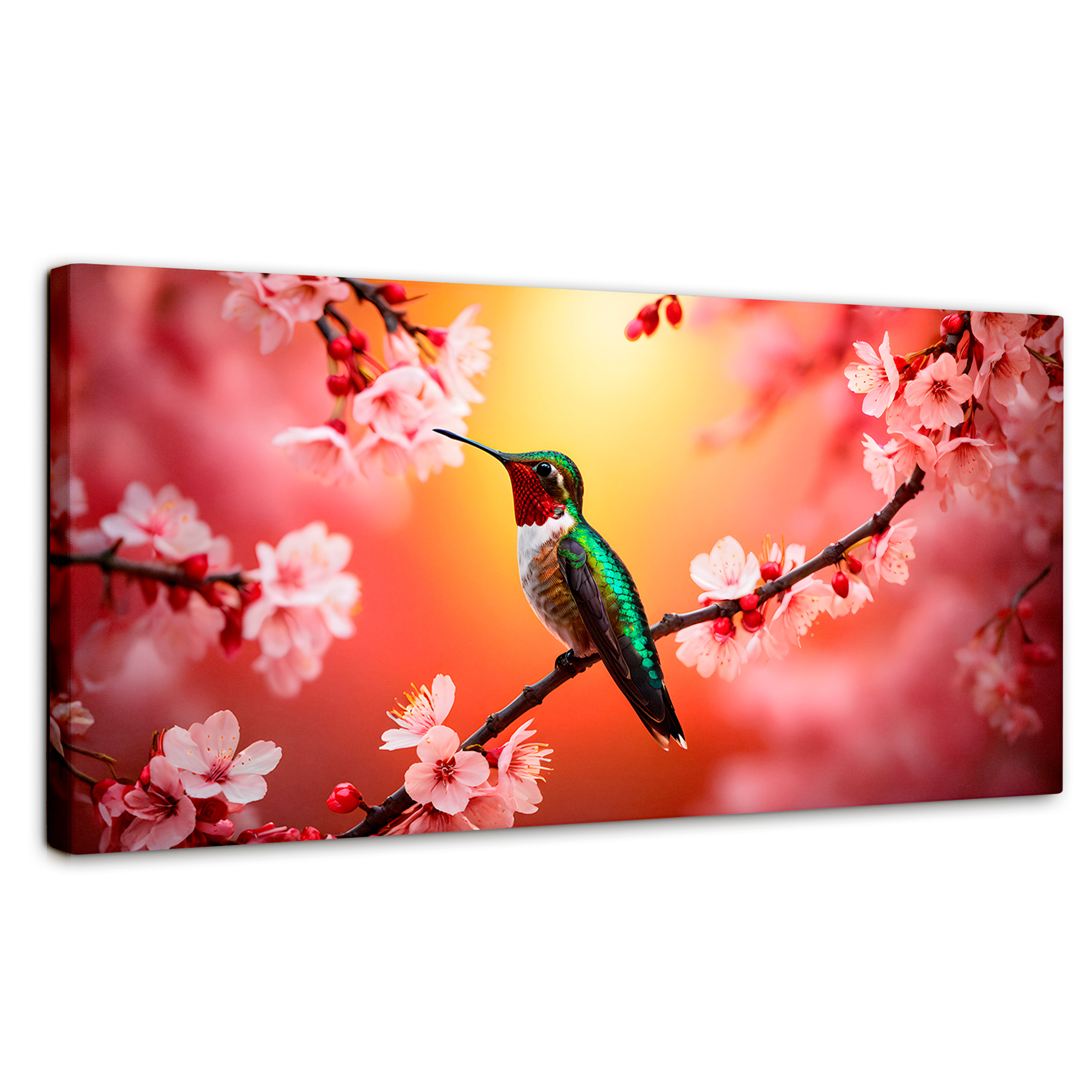 Foto 2 pulgar | Cuadros De Colibri Canvas Colibrí En Cerezo 120x60