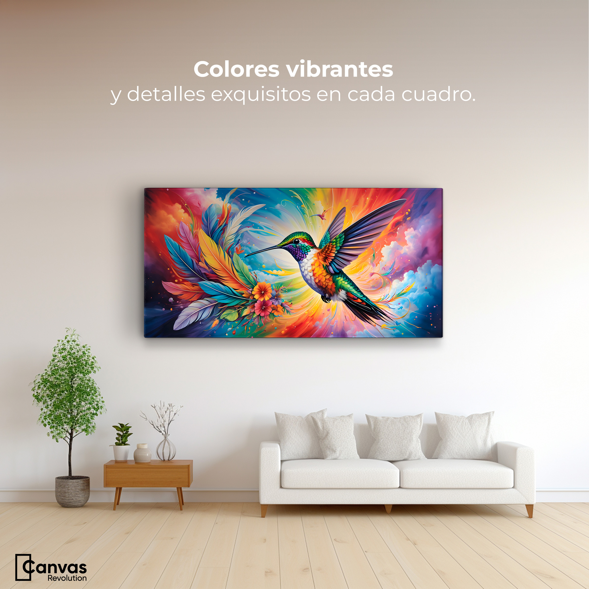 Foto 3 pulgar | Cuadros De Colibrí Canvas Colibrí Celestial 120x60