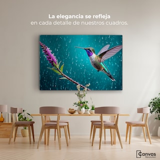 Foto 2 | Cuadros De Colibrí Canvas Colibrí Flor Lluvia 90x60
