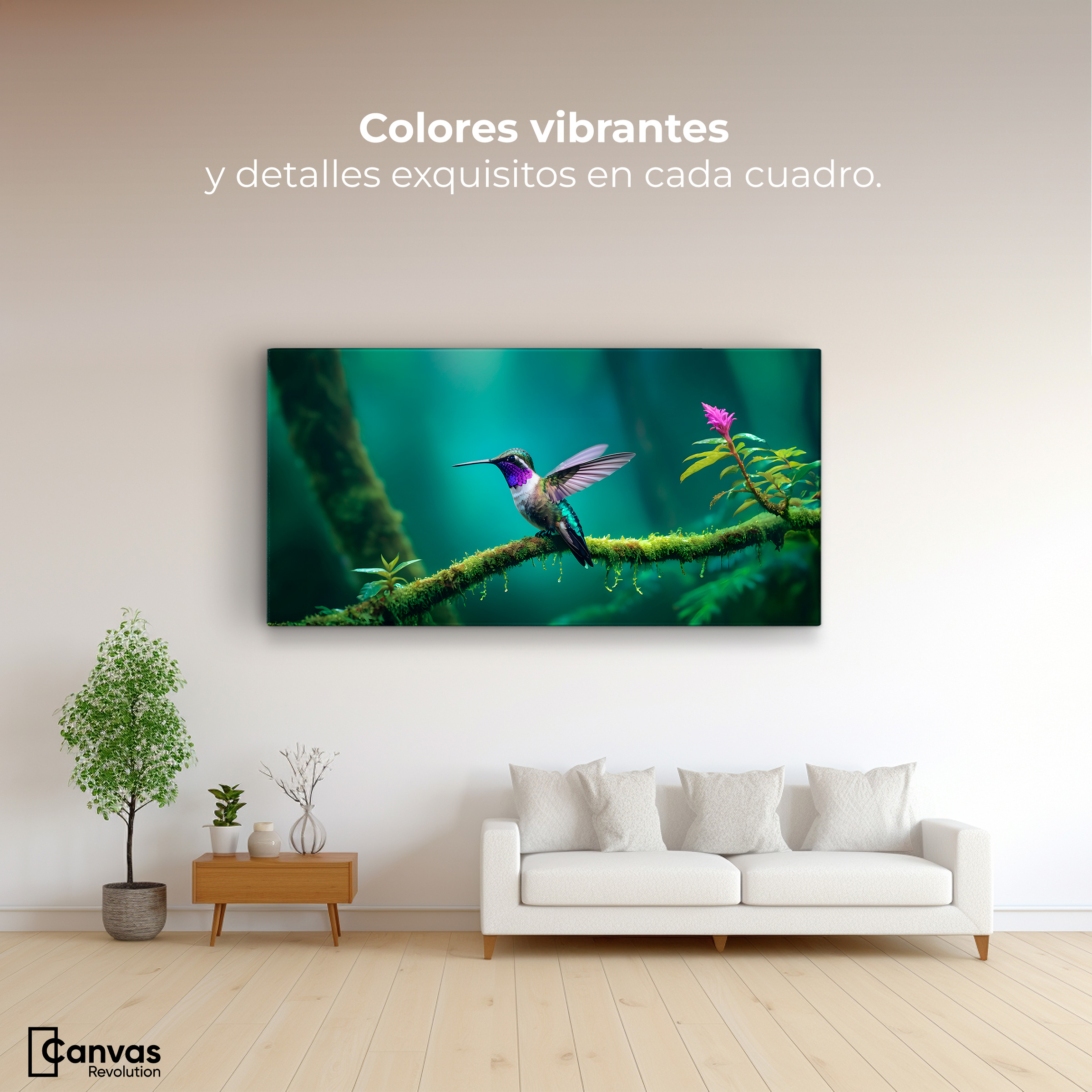 Foto 3 pulgar | Cuadros De Colibrí Canvas Colibrí Selvático 120x60