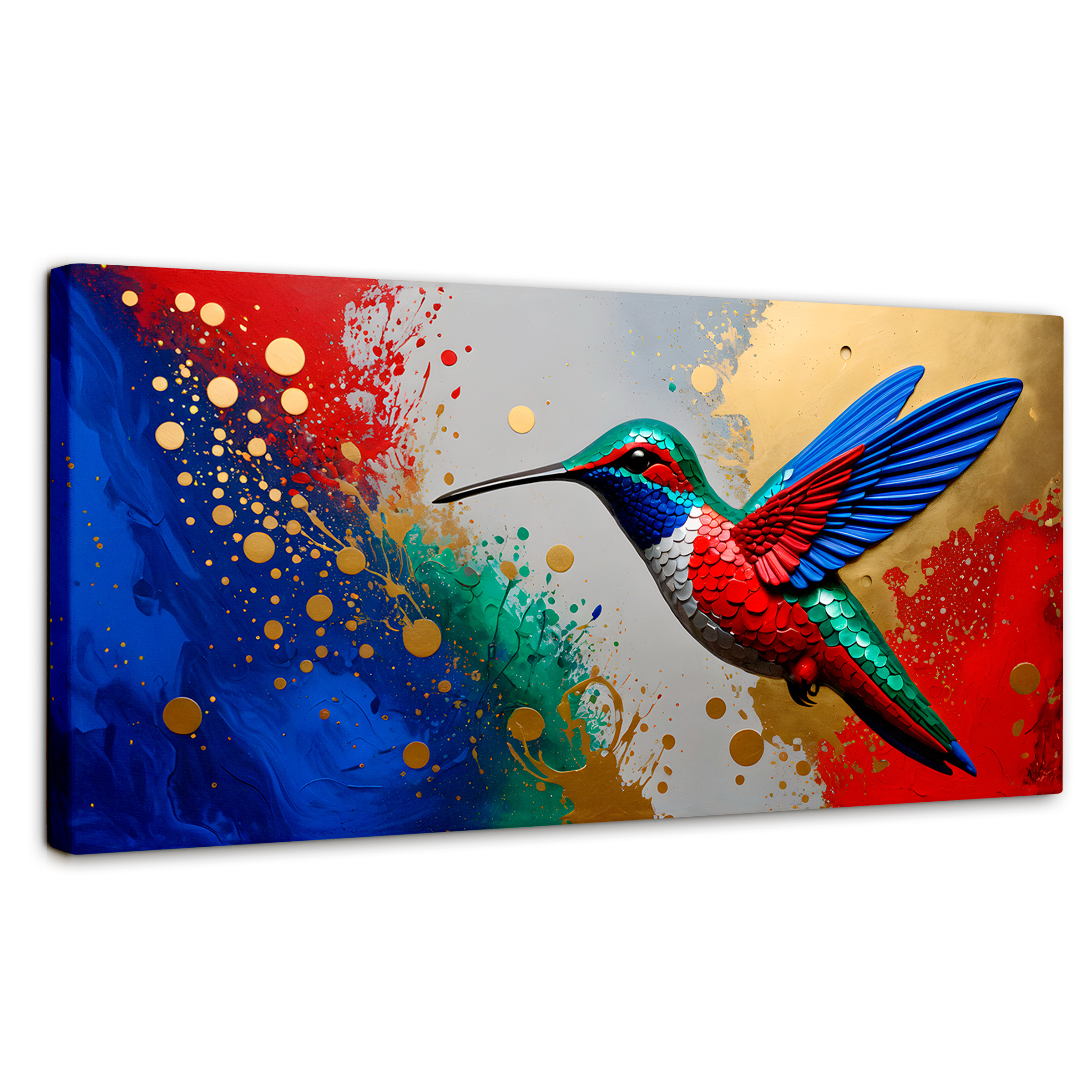 Foto 2 pulgar | Cuadros De Colibrí Canvas Colibrí Rocío Oro 120x60