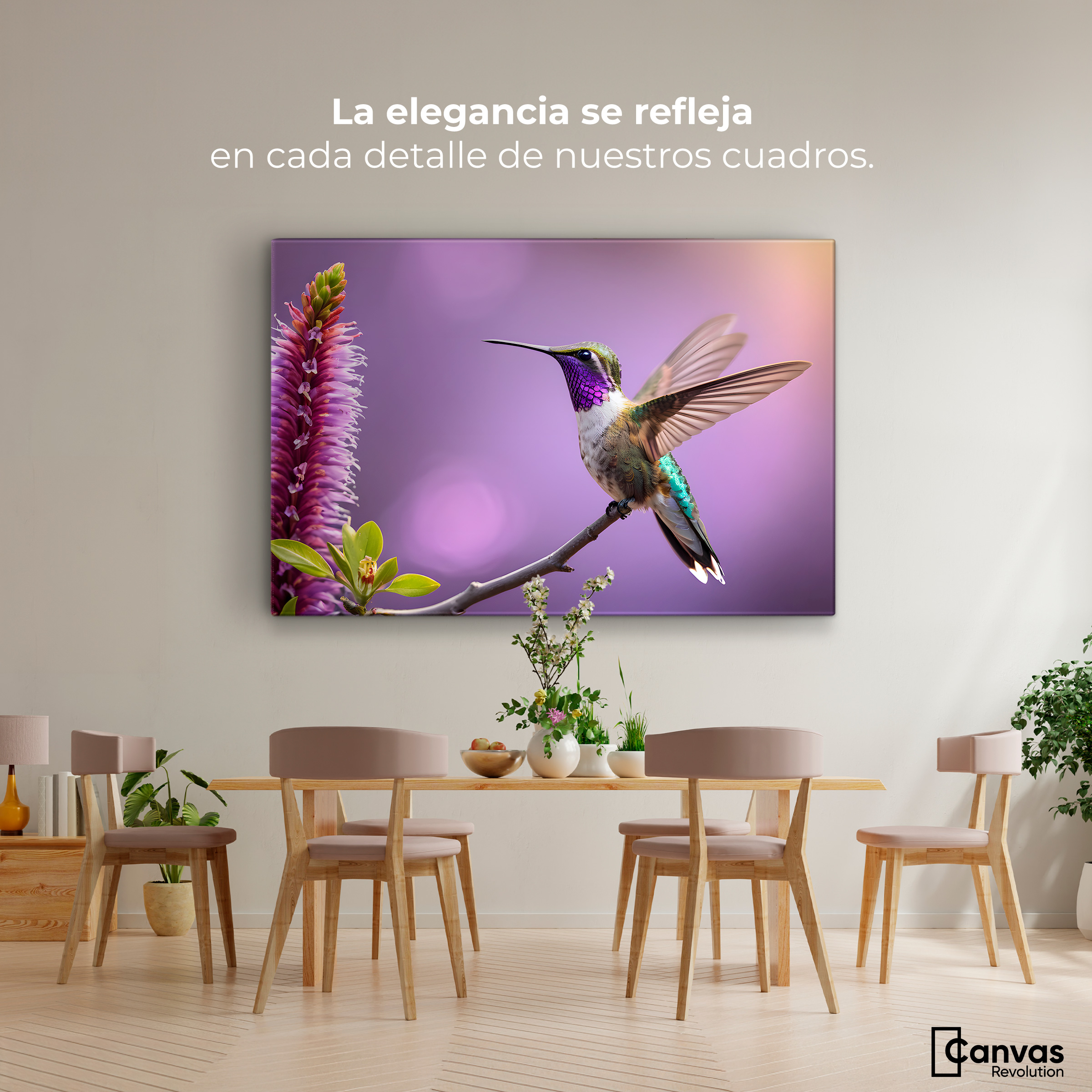 Foto 3 pulgar | Cuadros De Colibrí Canvas Colibrí Floresta 90x60