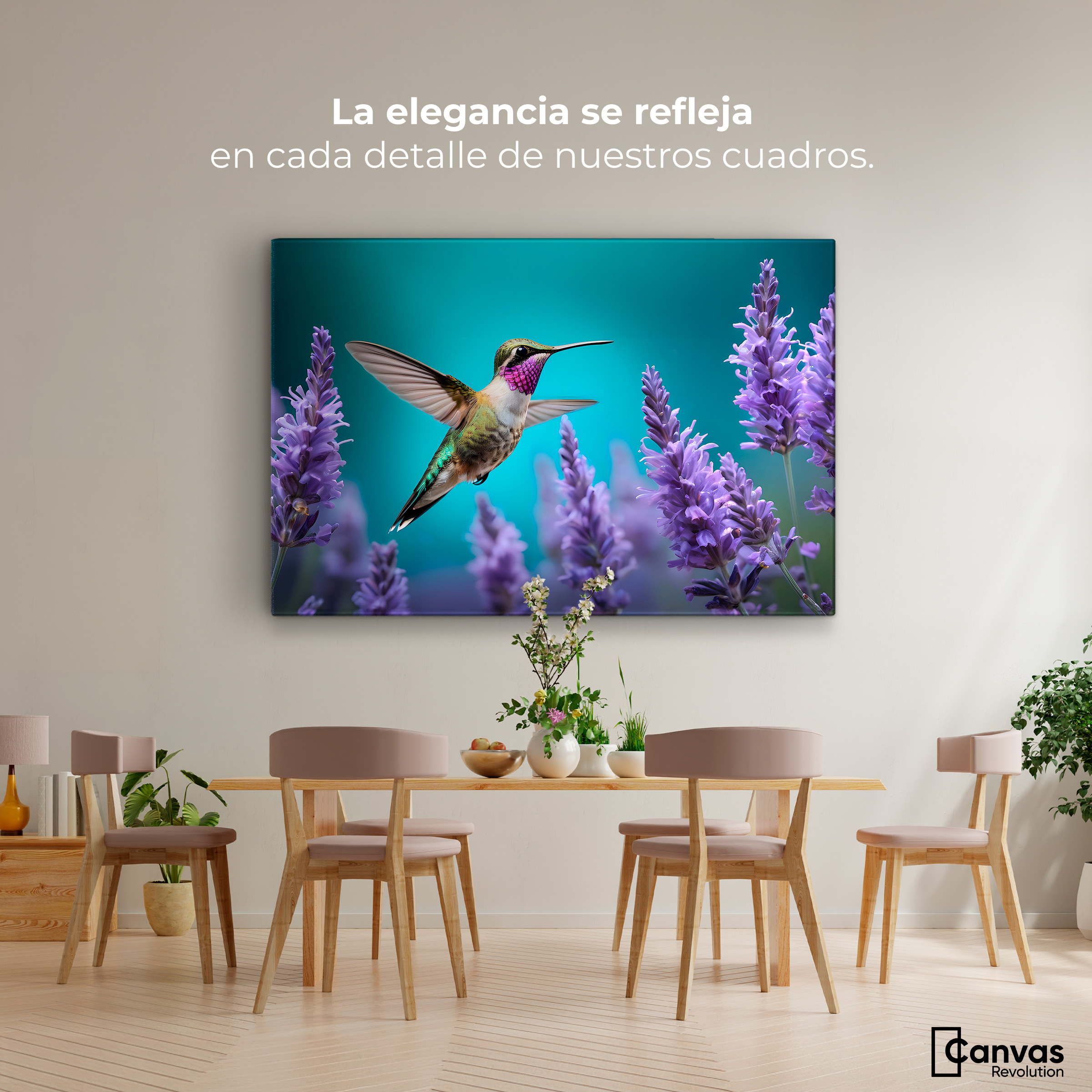 Foto 2 | Cuadros De Colibrí Canvas Colibrí Lavandas 90x60