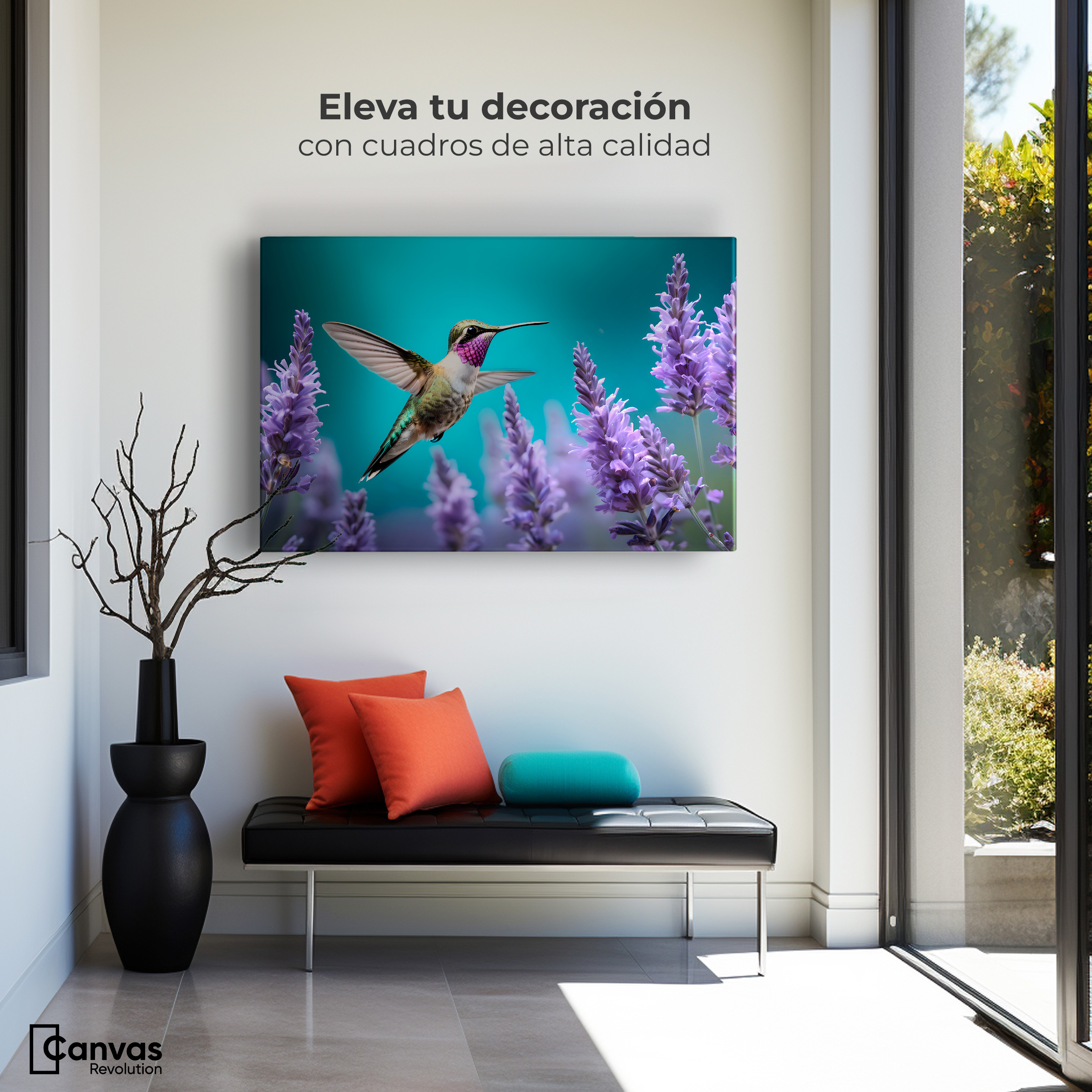 Foto 4 pulgar | Cuadros De Colibrí Canvas Colibrí Lavandas 90x60