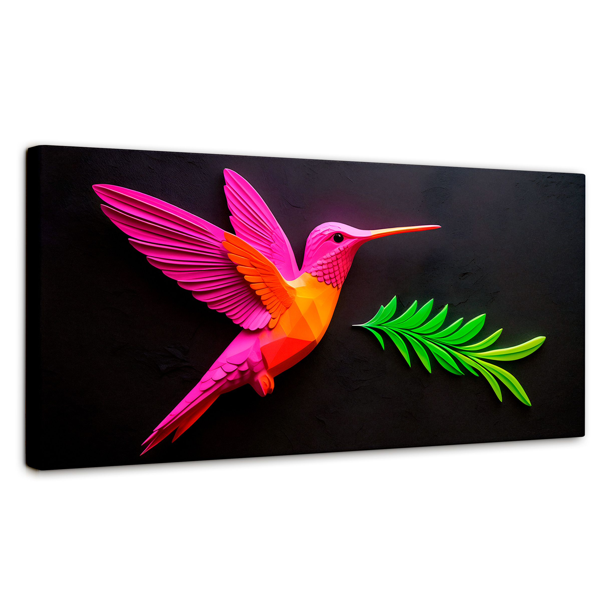 Foto 1 | Cuadros De Colibrí Canvas Colibrí Rosa Verde 120x60