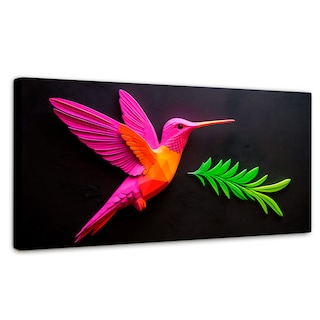 Foto 1 | Cuadros De Colibrí Canvas Colibrí Rosa Verde 120x60