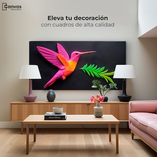Foto 3 | Cuadros De Colibrí Canvas Colibrí Rosa Verde 120x60