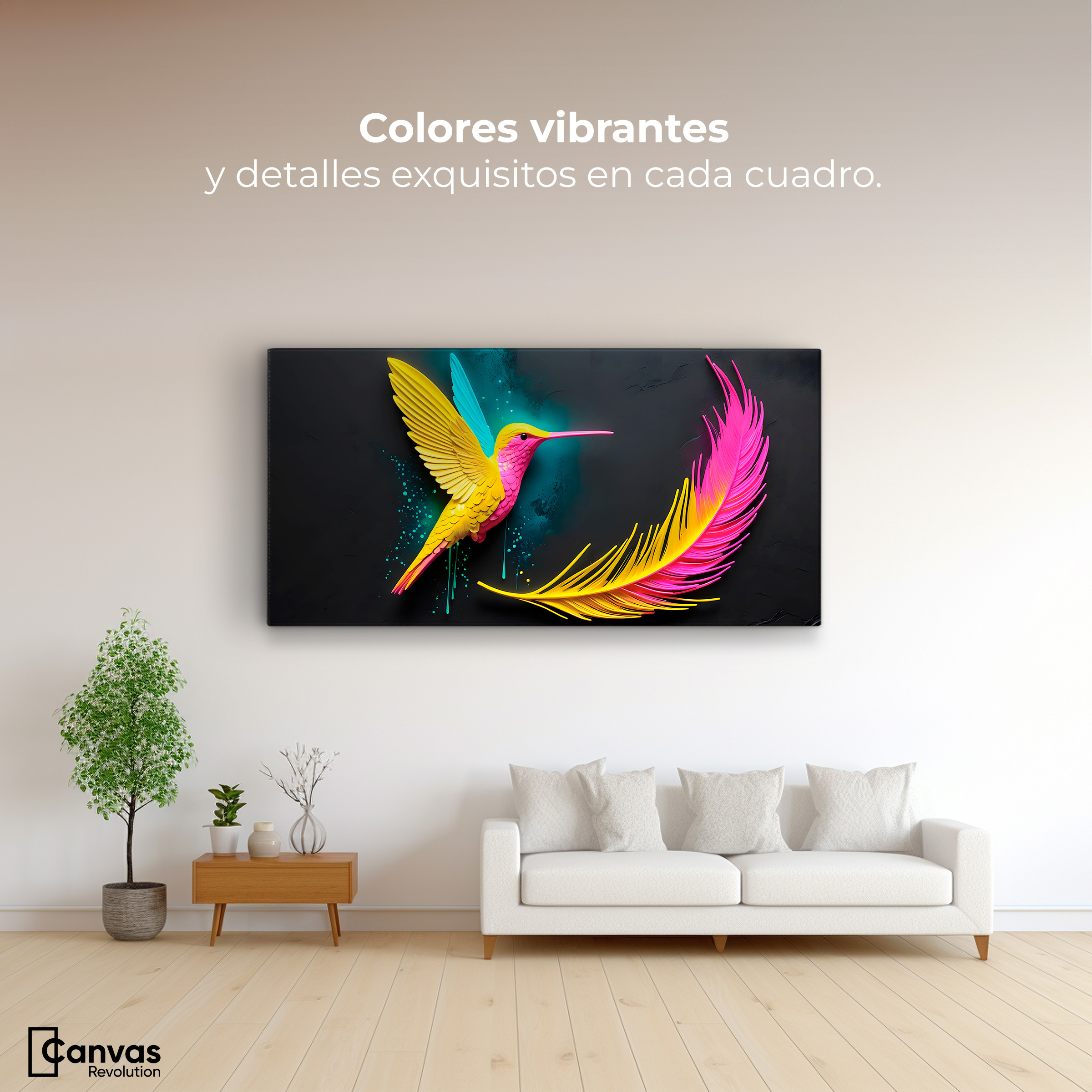 Foto 3 pulgar | Cuadros De Colibrí Canvas Colibrí De Luz 120x60