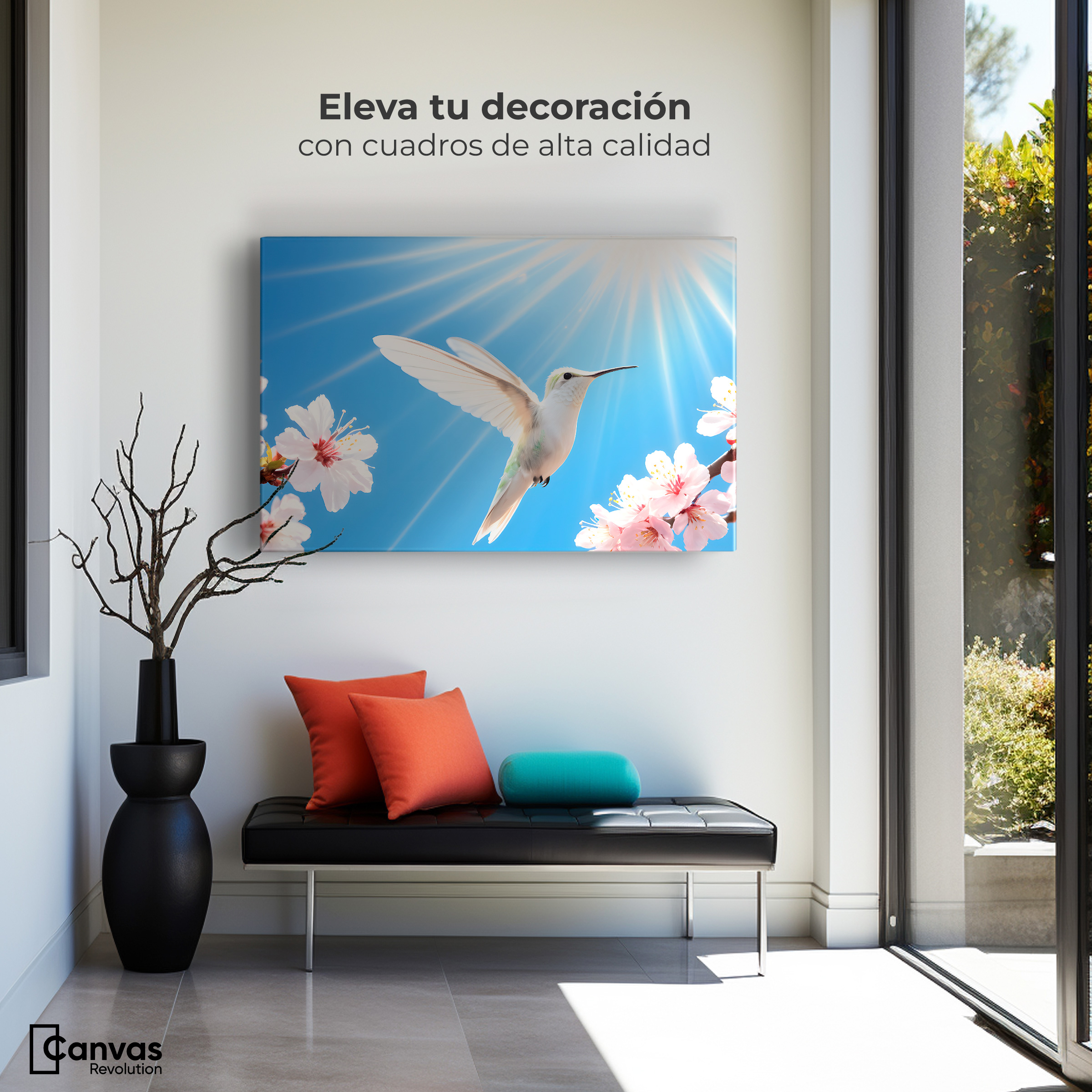 Foto 4 pulgar | Cuadros De Colibrí Canvas Colibrí Y Sol 90x60