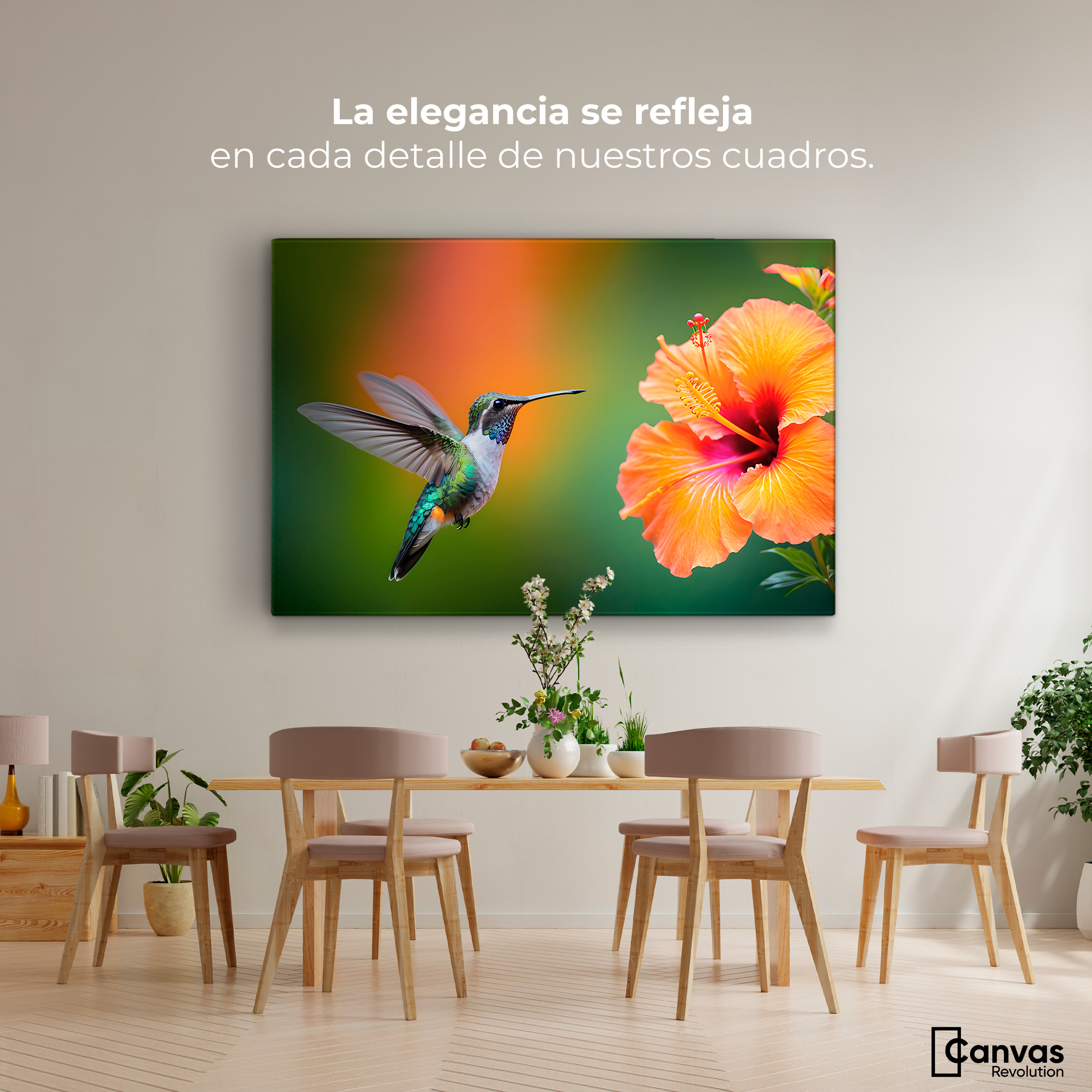 Foto 3 pulgar | Cuadros De Colibrí Canvas Colibrí Simpleza 90x60