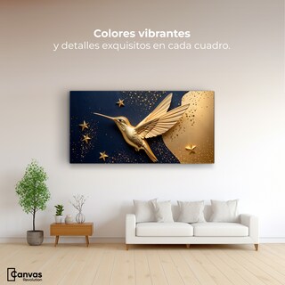 Foto 2 | Cuadros De Colibrí Canvas Colibrí Sol Dorado 120x60