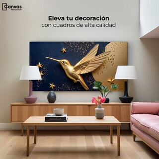 Foto 3 | Cuadros De Colibrí Canvas Colibrí Sol Dorado 120x60