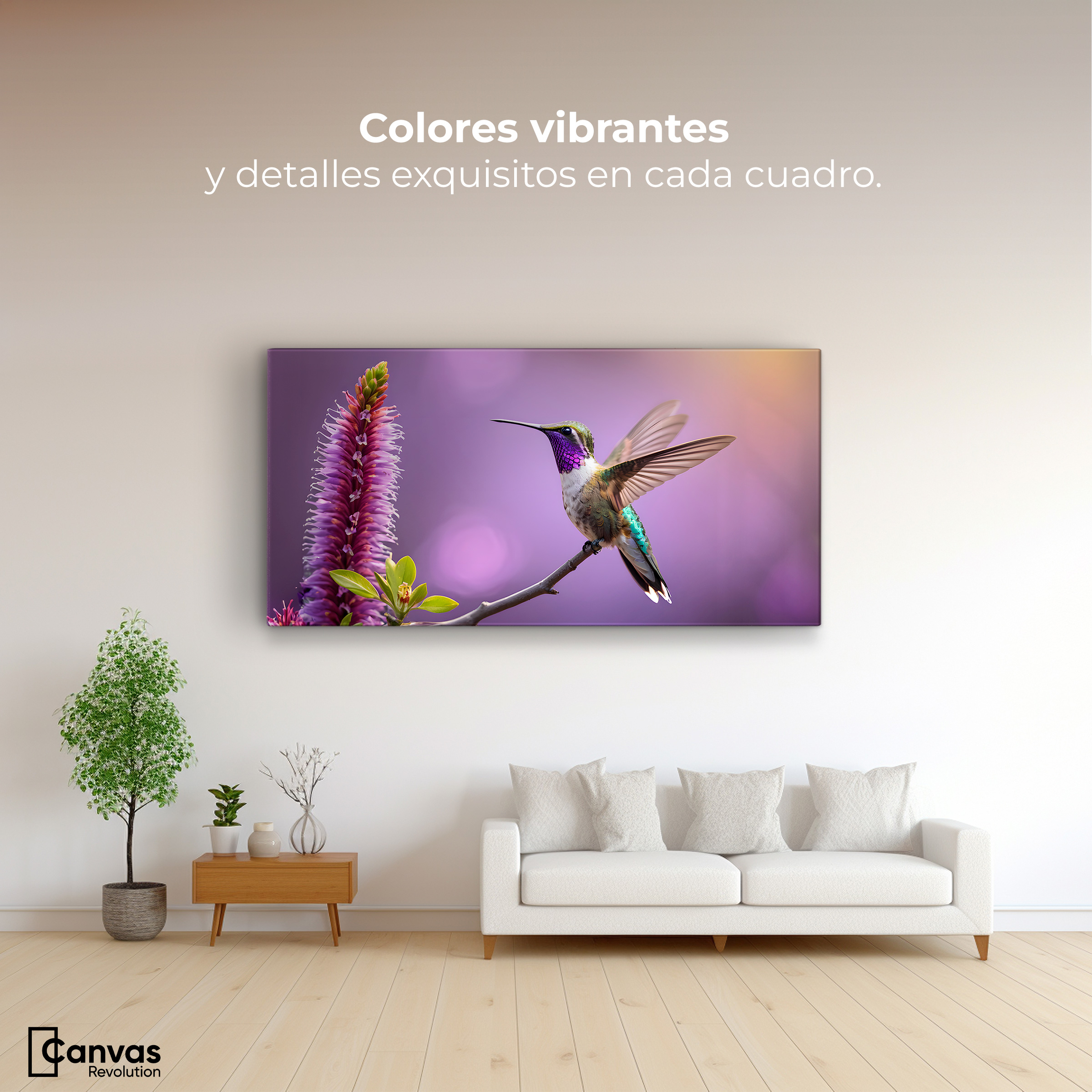Foto 3 pulgar | Cuadros De Colibrí Canvas Colibrí Floresta 120x60