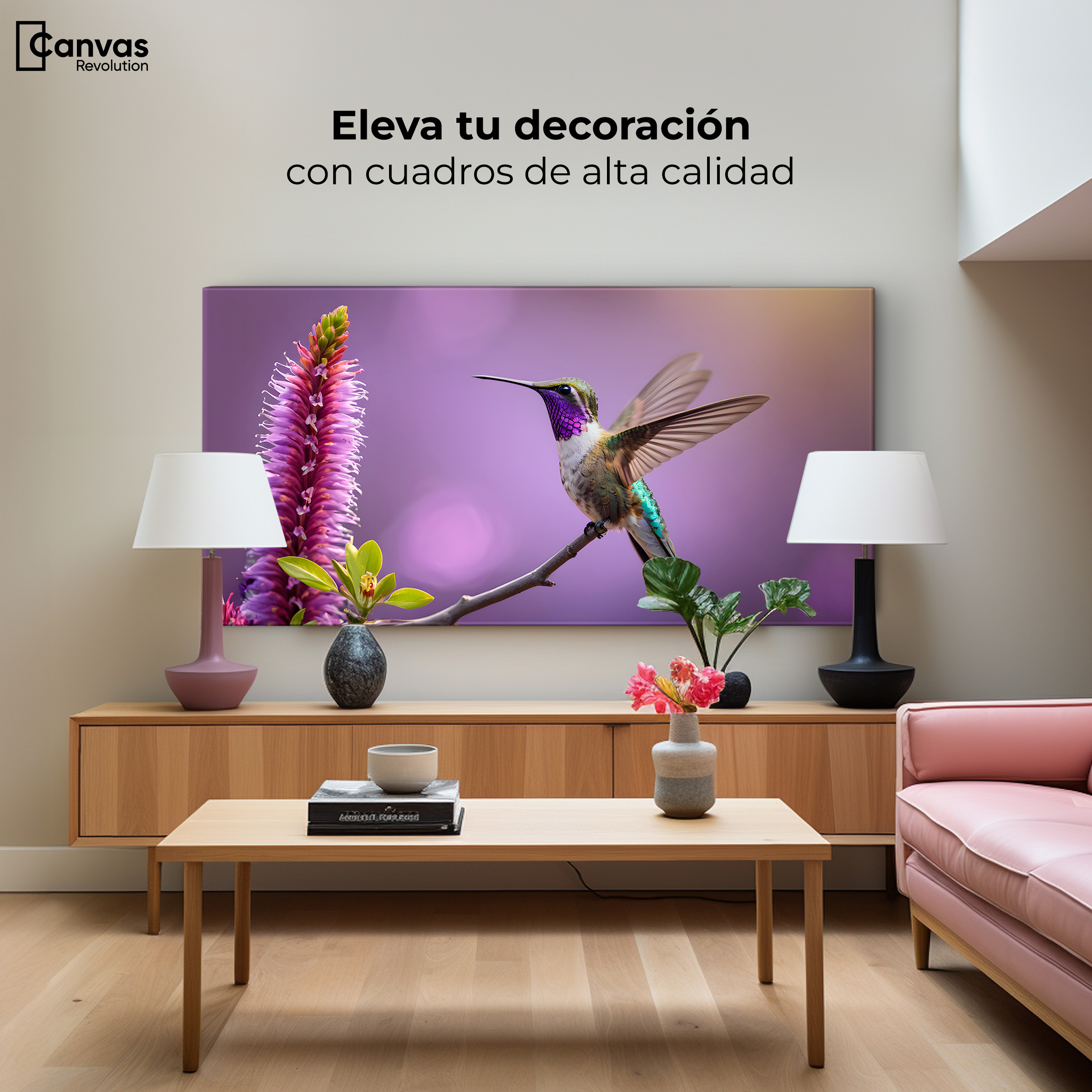 Foto 4 pulgar | Cuadros De Colibrí Canvas Colibrí Floresta 120x60
