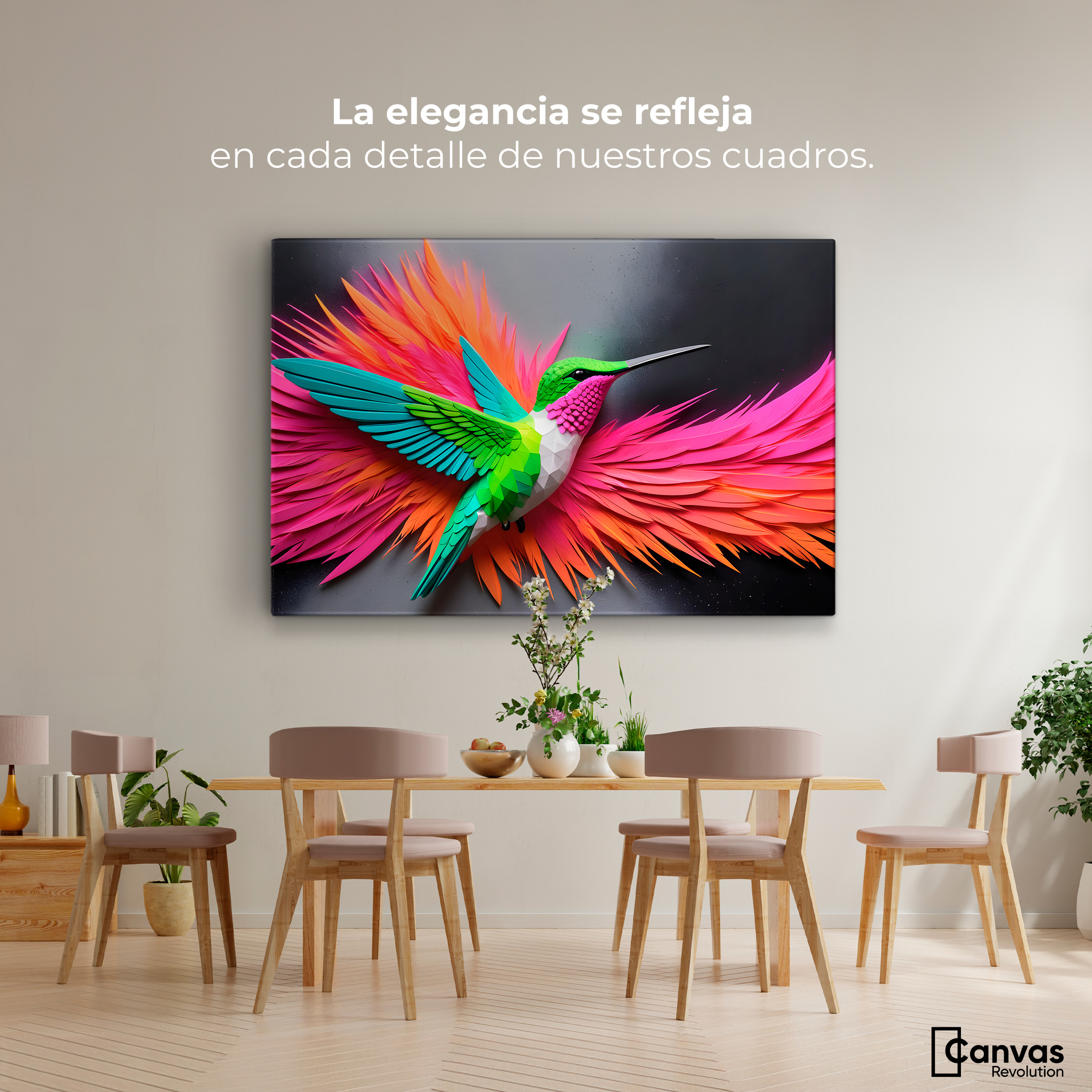 Foto 2 | Cuadros De Colibrí Canvas Colibrí Arcoíris 90x60
