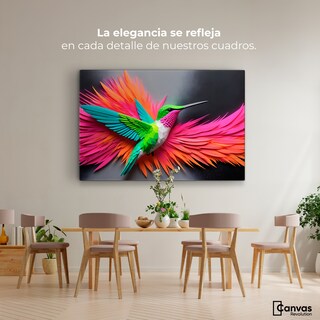 Foto 2 | Cuadros De Colibrí Canvas Colibrí Arcoíris 90x60