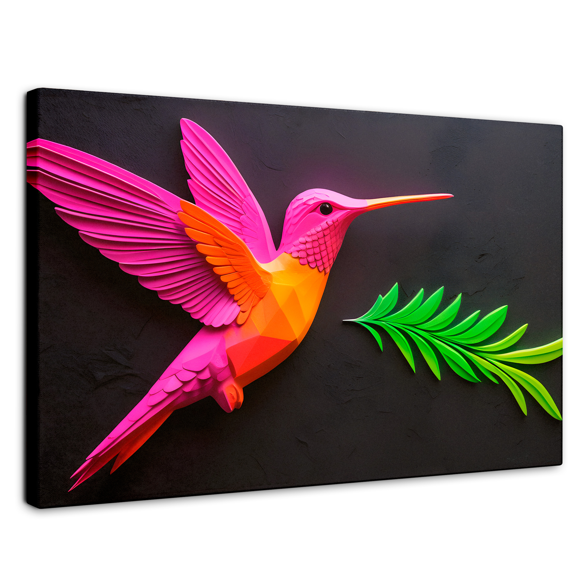 Foto 2 pulgar | Cuadros De Colibrí Canvas Colibrí Rosa Verde 90x60