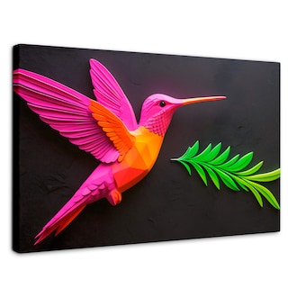 Foto 1 | Cuadros De Colibrí Canvas Colibrí Rosa Verde 90x60