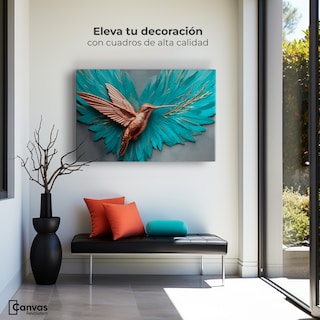 Foto 3 | Cuadros De Colibrí Canvas Colibrí Celeste 90x60