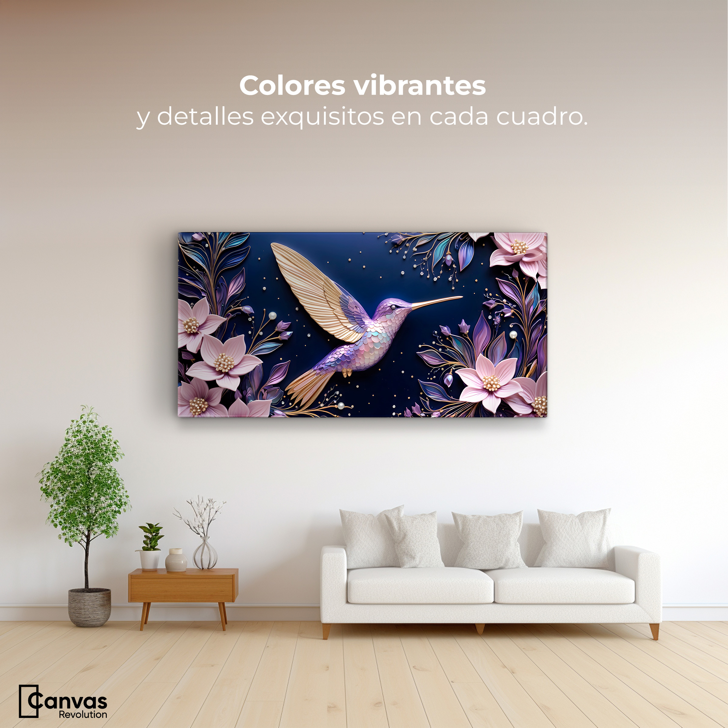 Foto 3 pulgar | Cuadros De Colibrí Canvas Colibrí Eterno 120x60