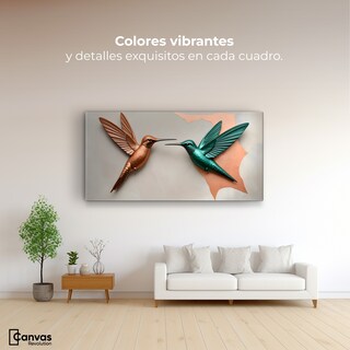 Foto 2 | Cuadros De Colibrí Canvas Colibrí Verde Cobre 120x60