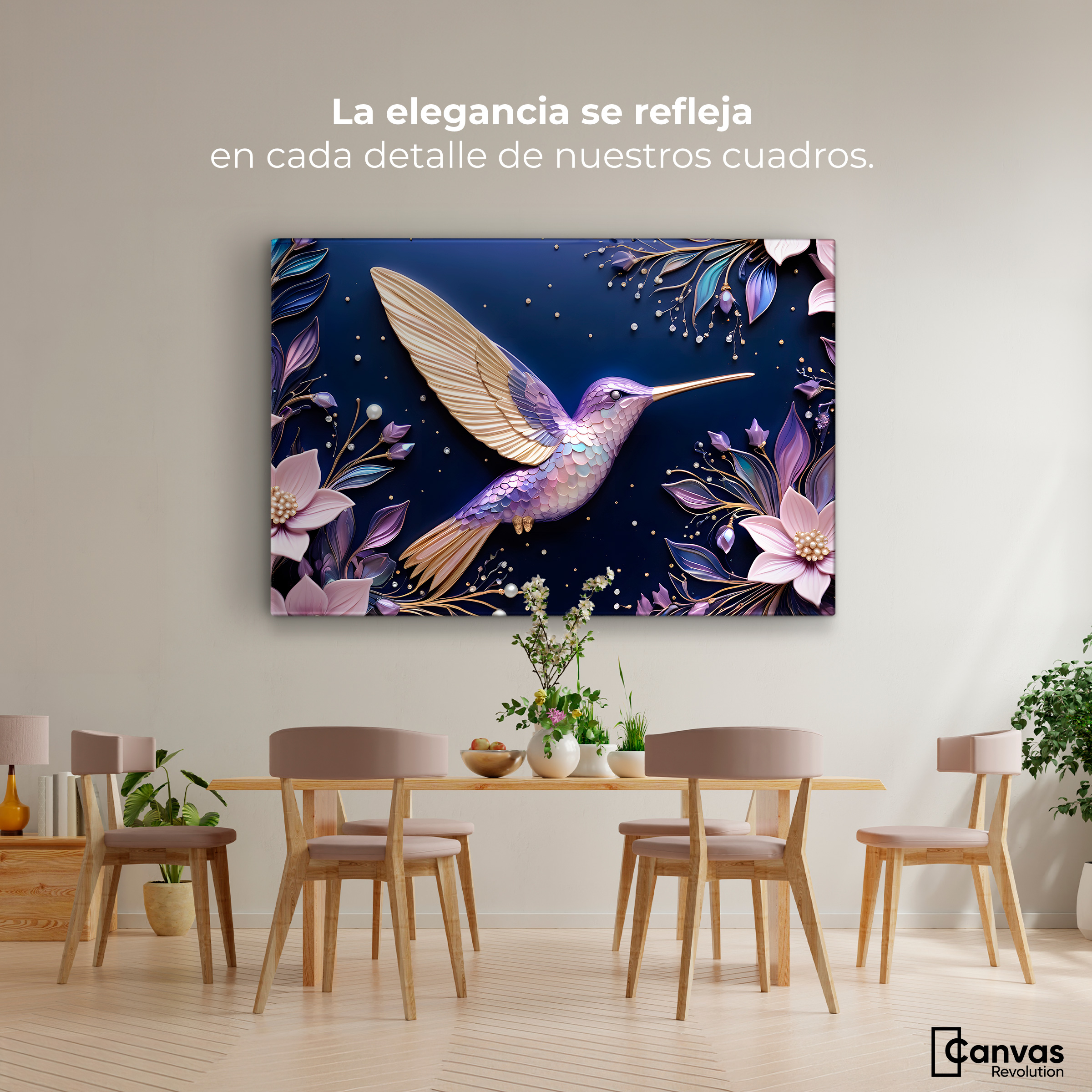 Foto 3 pulgar | Cuadros De Colibrí Canvas Colibrí Eterno 90x60