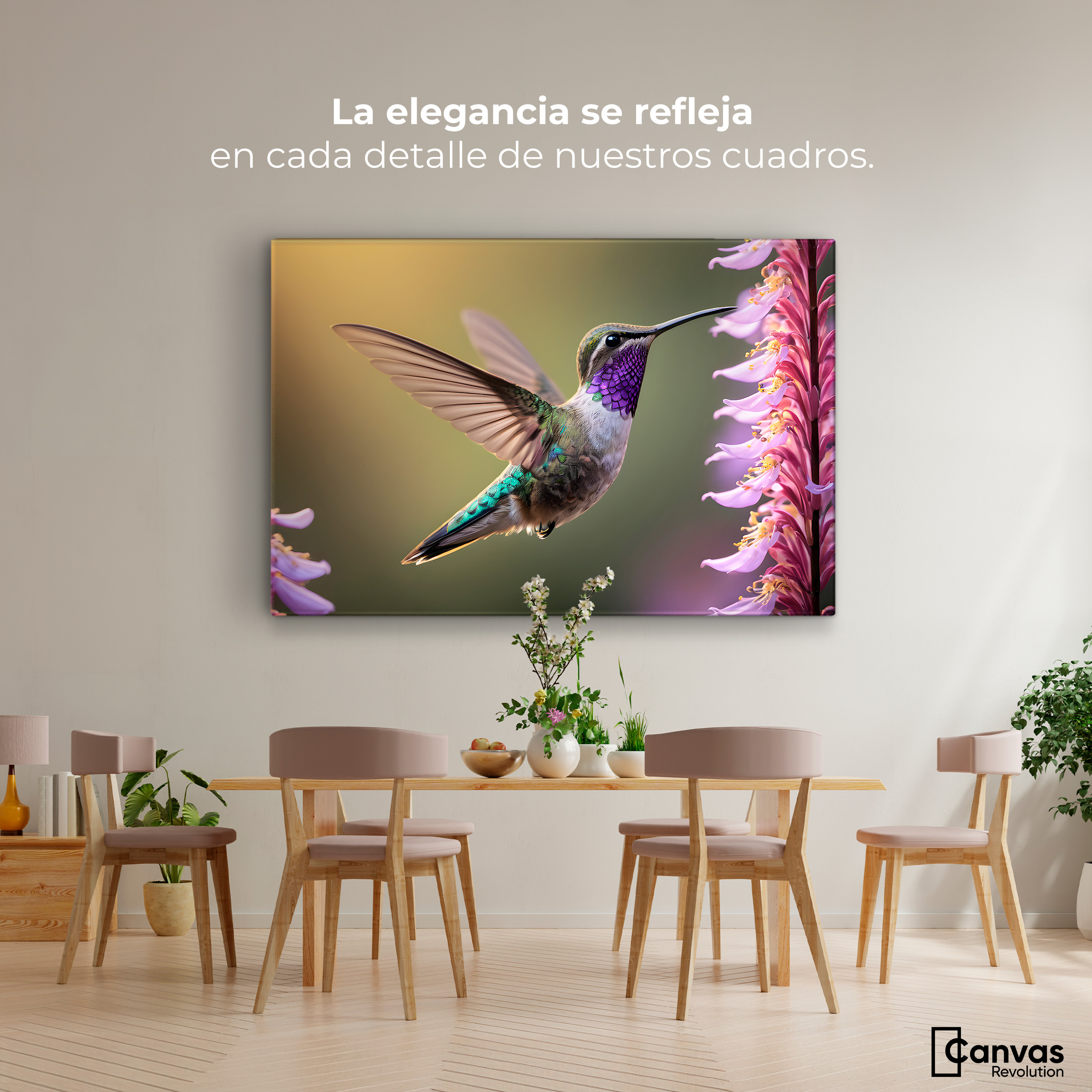 Foto 3 pulgar | Cuadros De Colibrí Canvas Colibrí Elegante 90x60