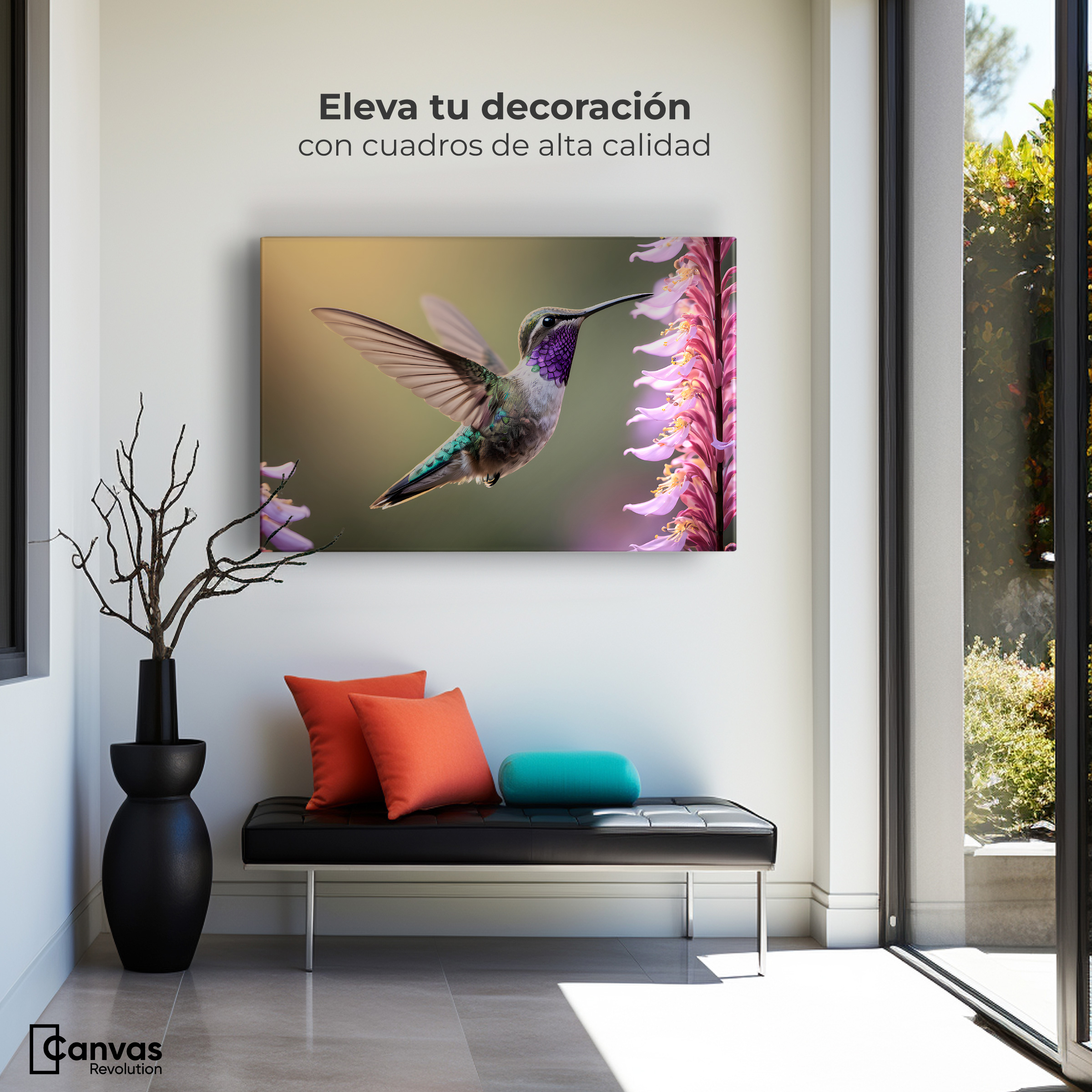 Foto 4 pulgar | Cuadros De Colibrí Canvas Colibrí Elegante 90x60