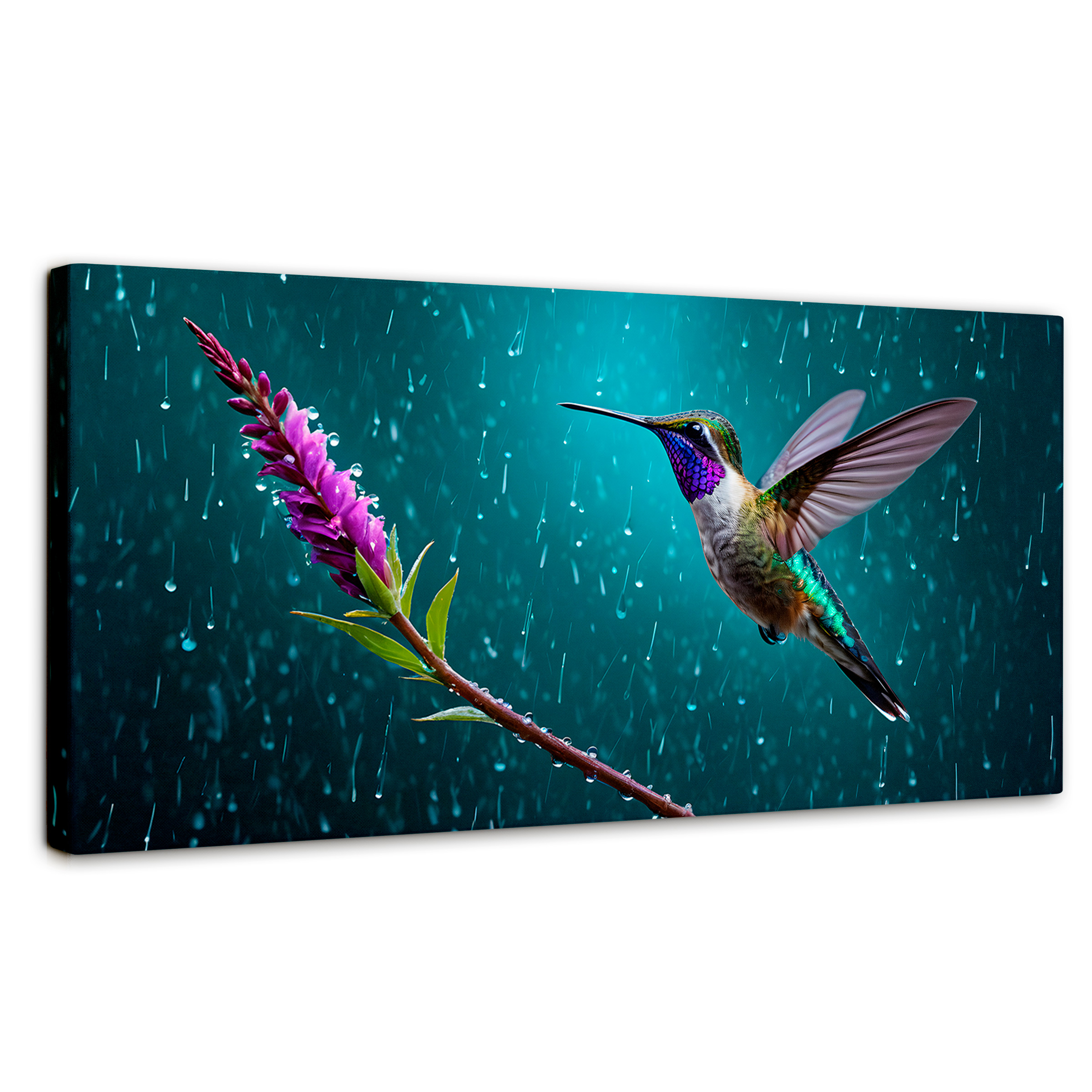 Foto 2 pulgar | Cuadros De Colibrí Canvas Colibrí Flor Lluvia 120x60