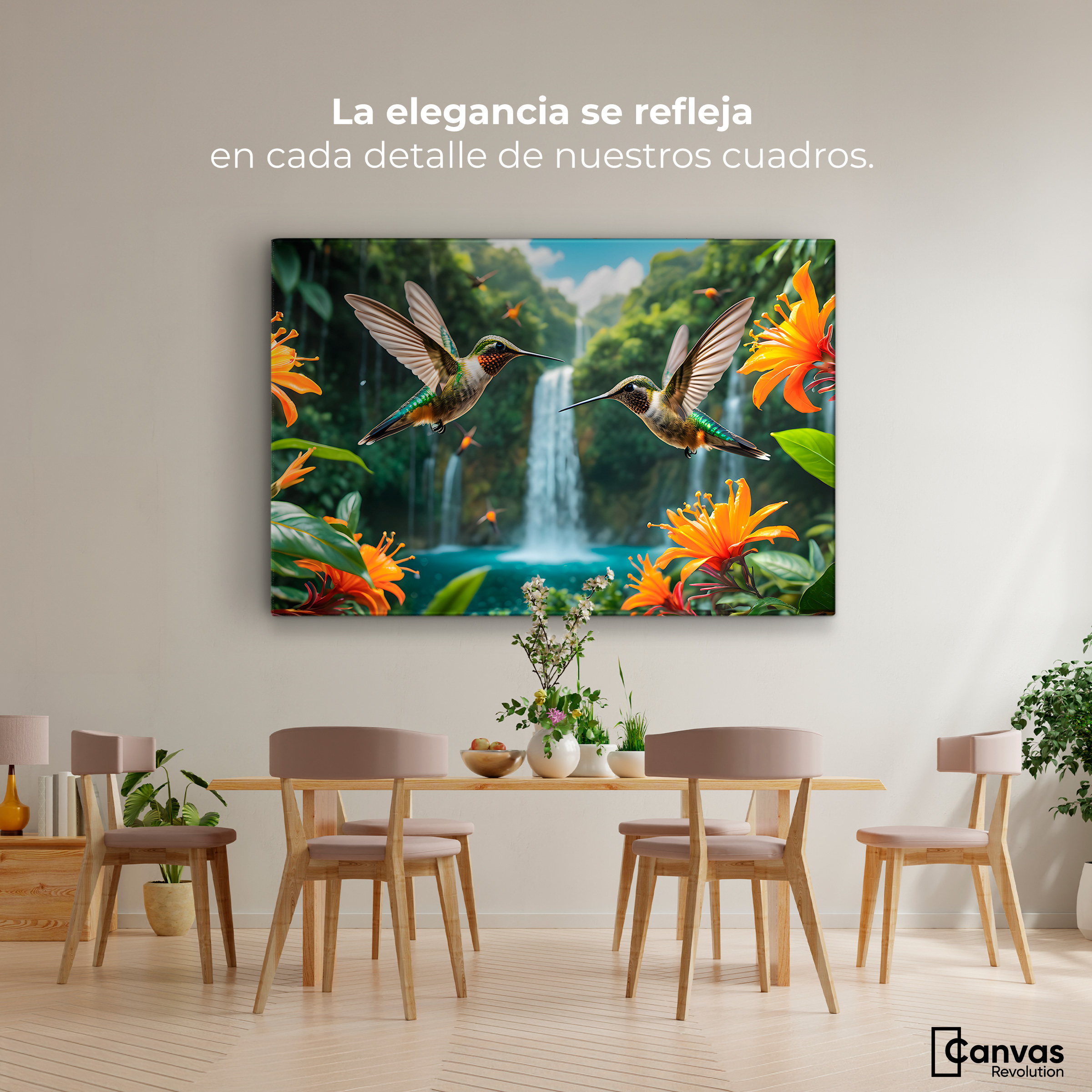 Foto 2 | Cuadros De Colibrí Canvas Colibrí Cascadas 90x60