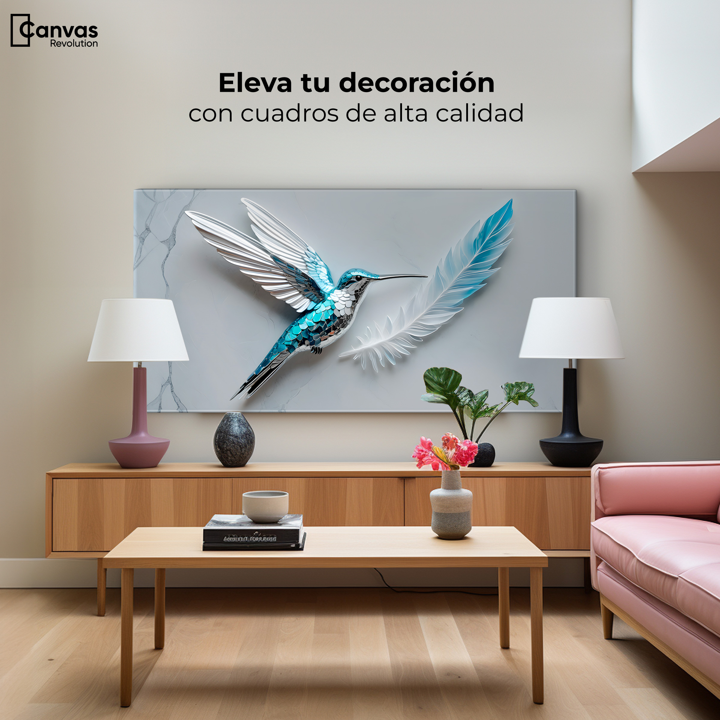 Foto 4 pulgar | Cuadros De Colibrí Canvas Colibrí Zafiro 120x60