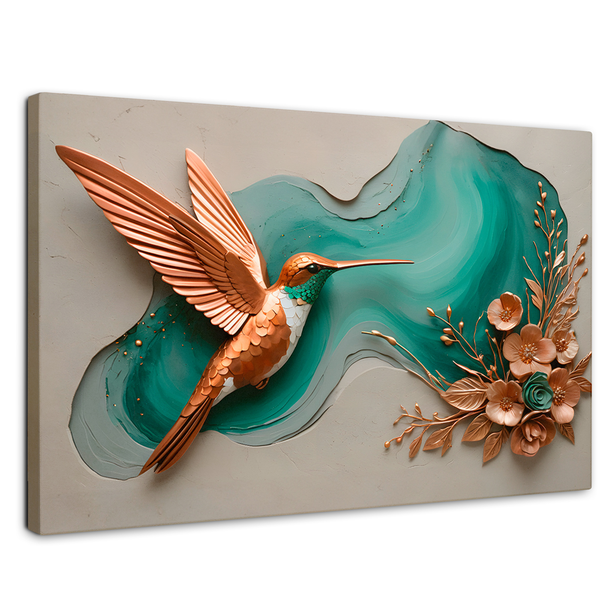 Cuadros De Colibrí Canvas Colibrí Y Flores 90x60