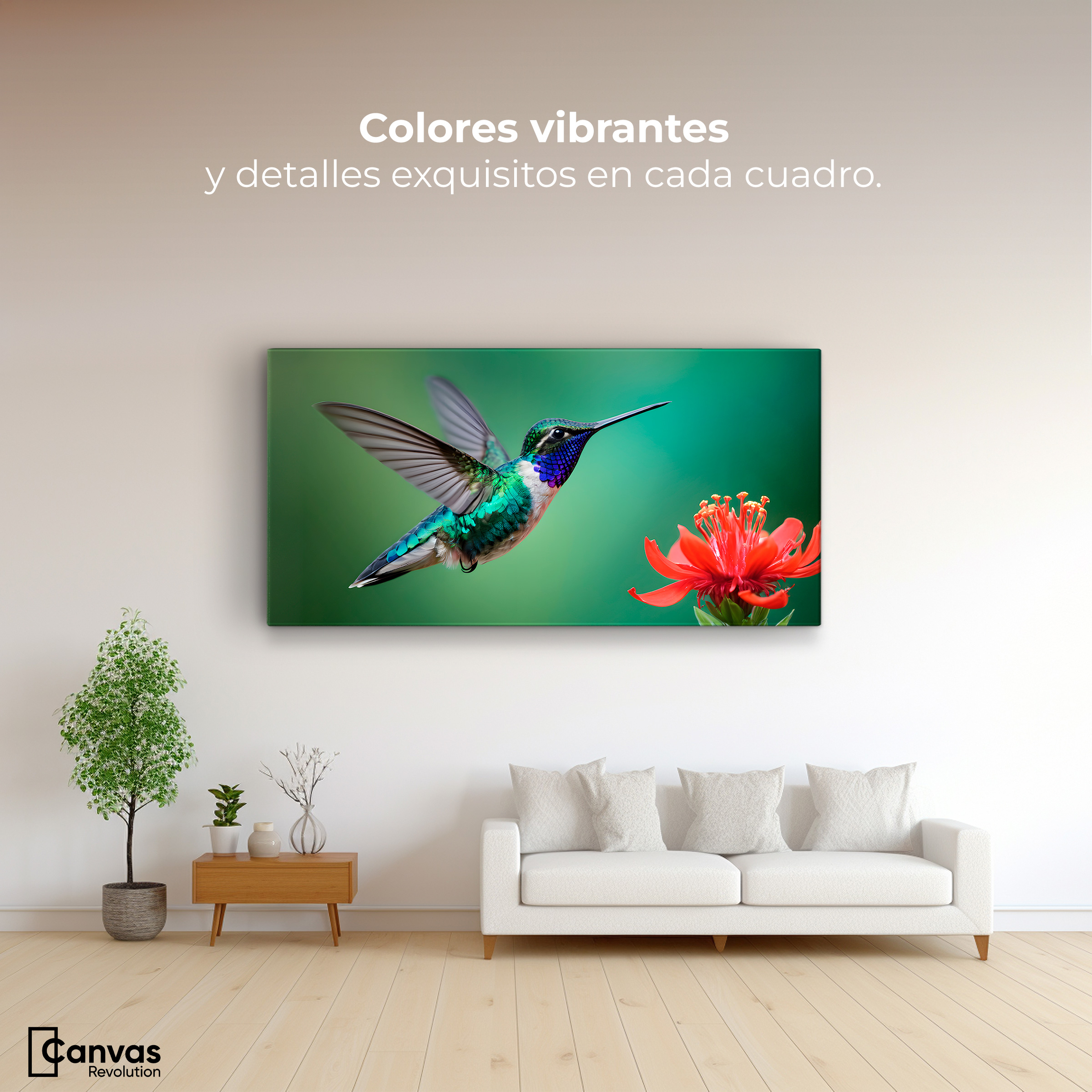 Foto 3 pulgar | Cuadros De Colibrí Canvas Colibrí En Rocío 120x60