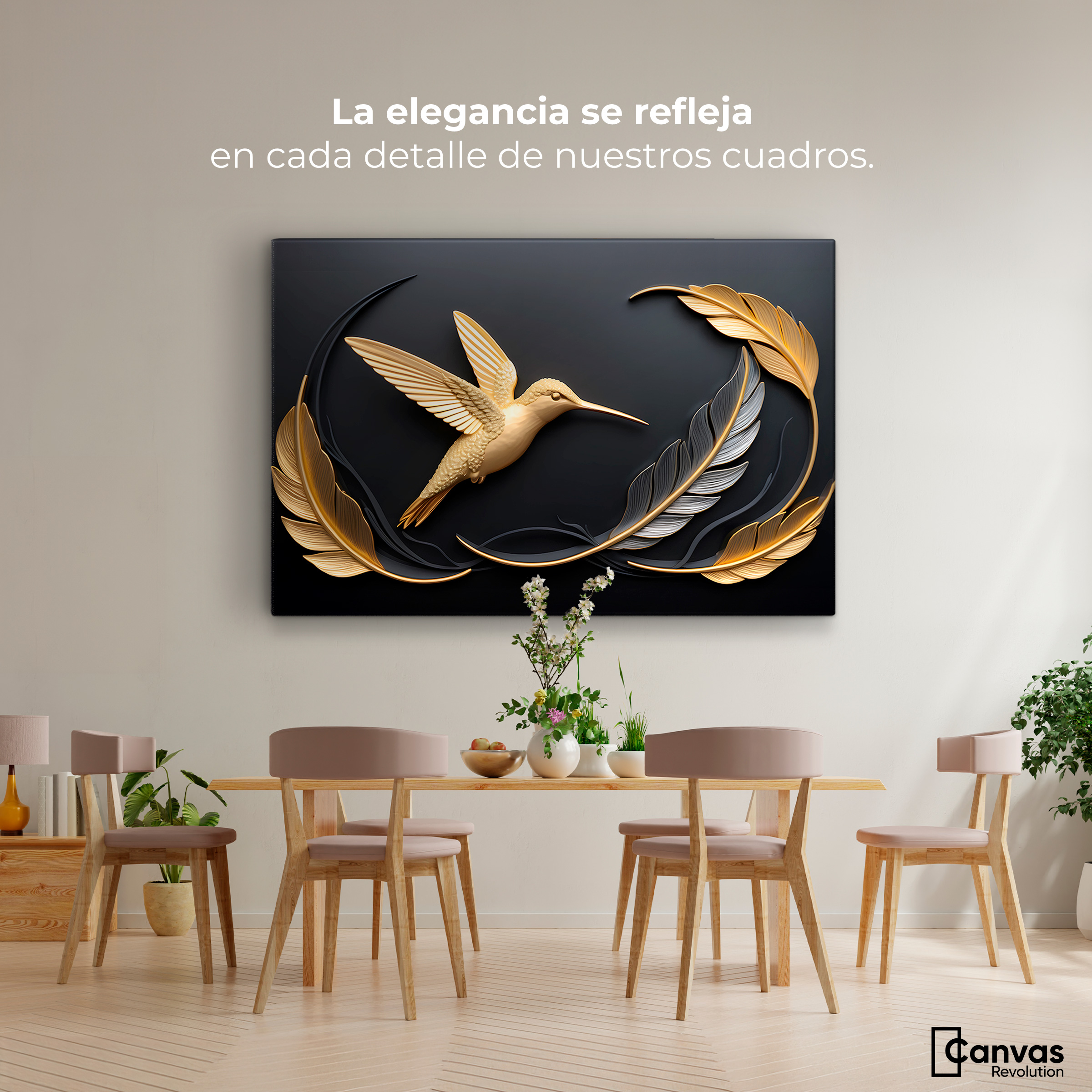 Foto 3 pulgar | Cuadros De Colibrí Canvas Colibrí Brillante 90x60