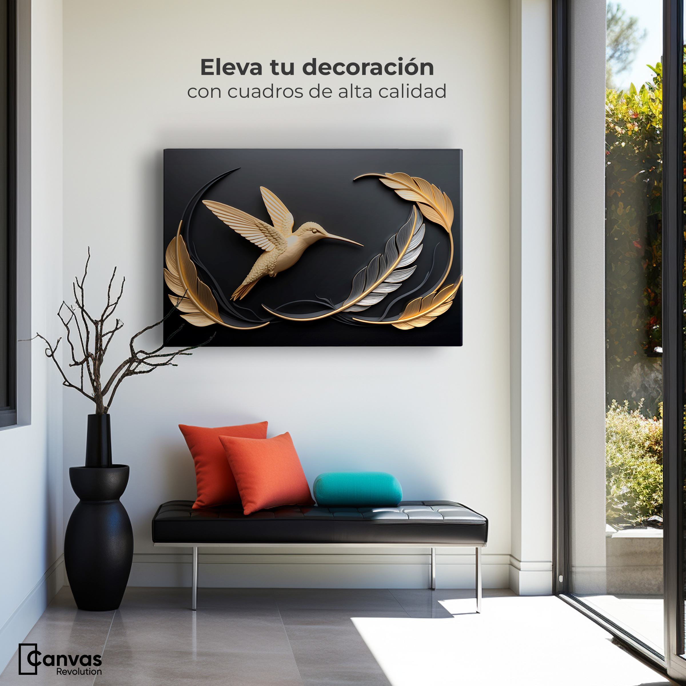 Foto 4 pulgar | Cuadros De Colibrí Canvas Colibrí Brillante 90x60