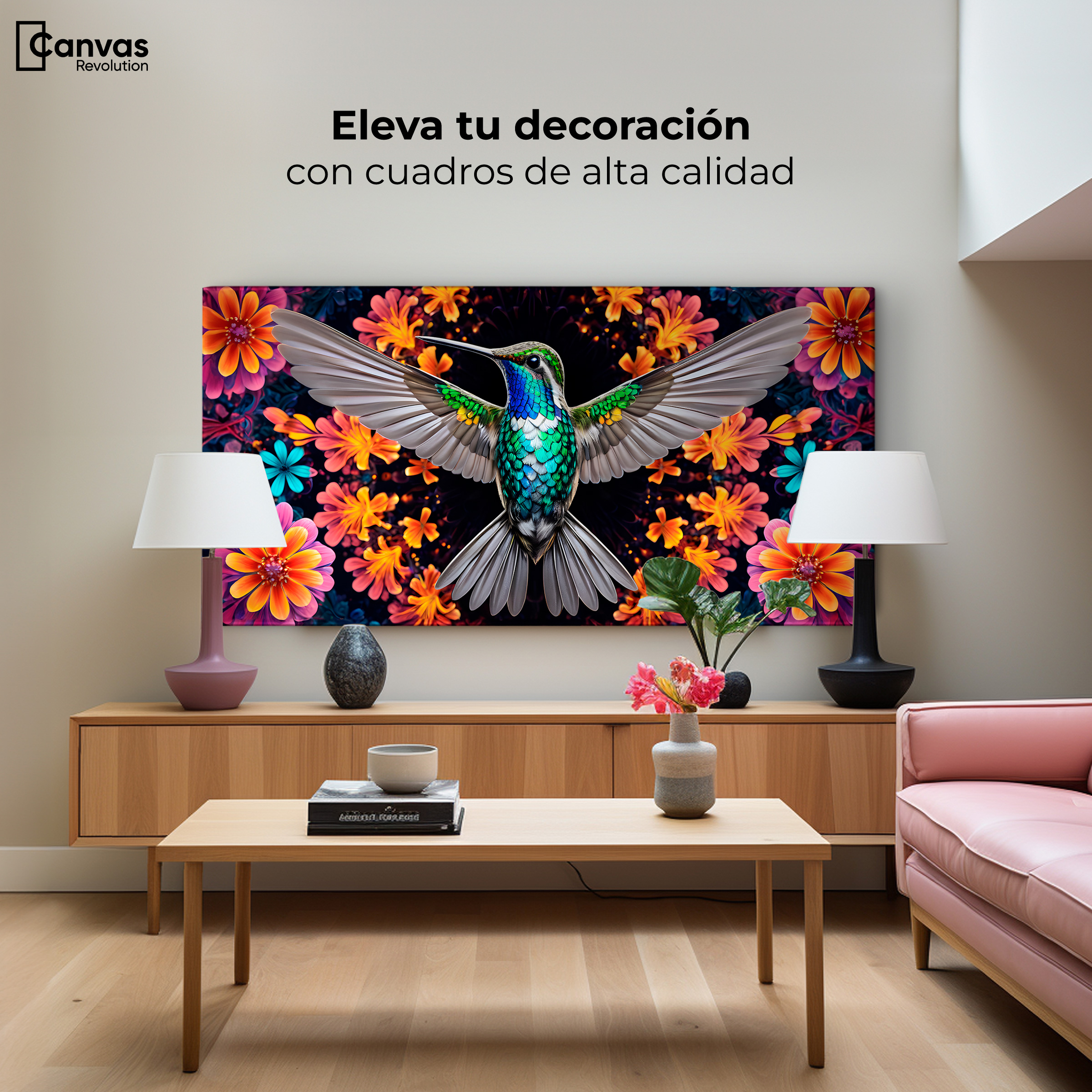 Foto 4 pulgar | Cuadros De Colibrí Canvas Colibrí Tropical 120x60