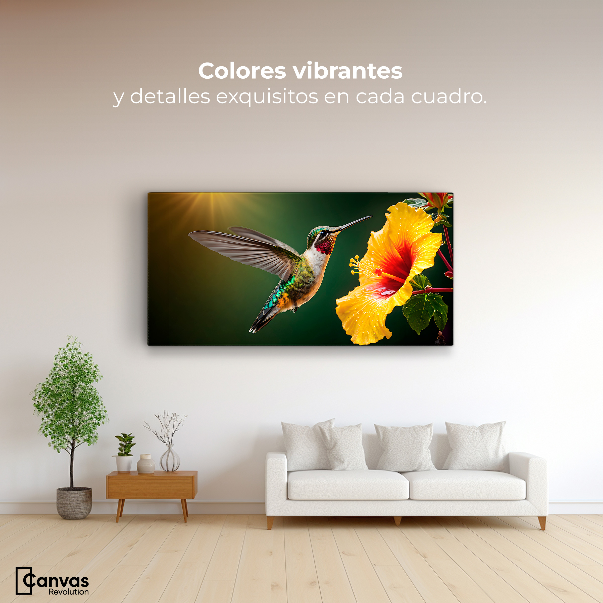 Foto 3 pulgar | Cuadros De Colibrí Canvas Colibrí Ala Néctar 120x60