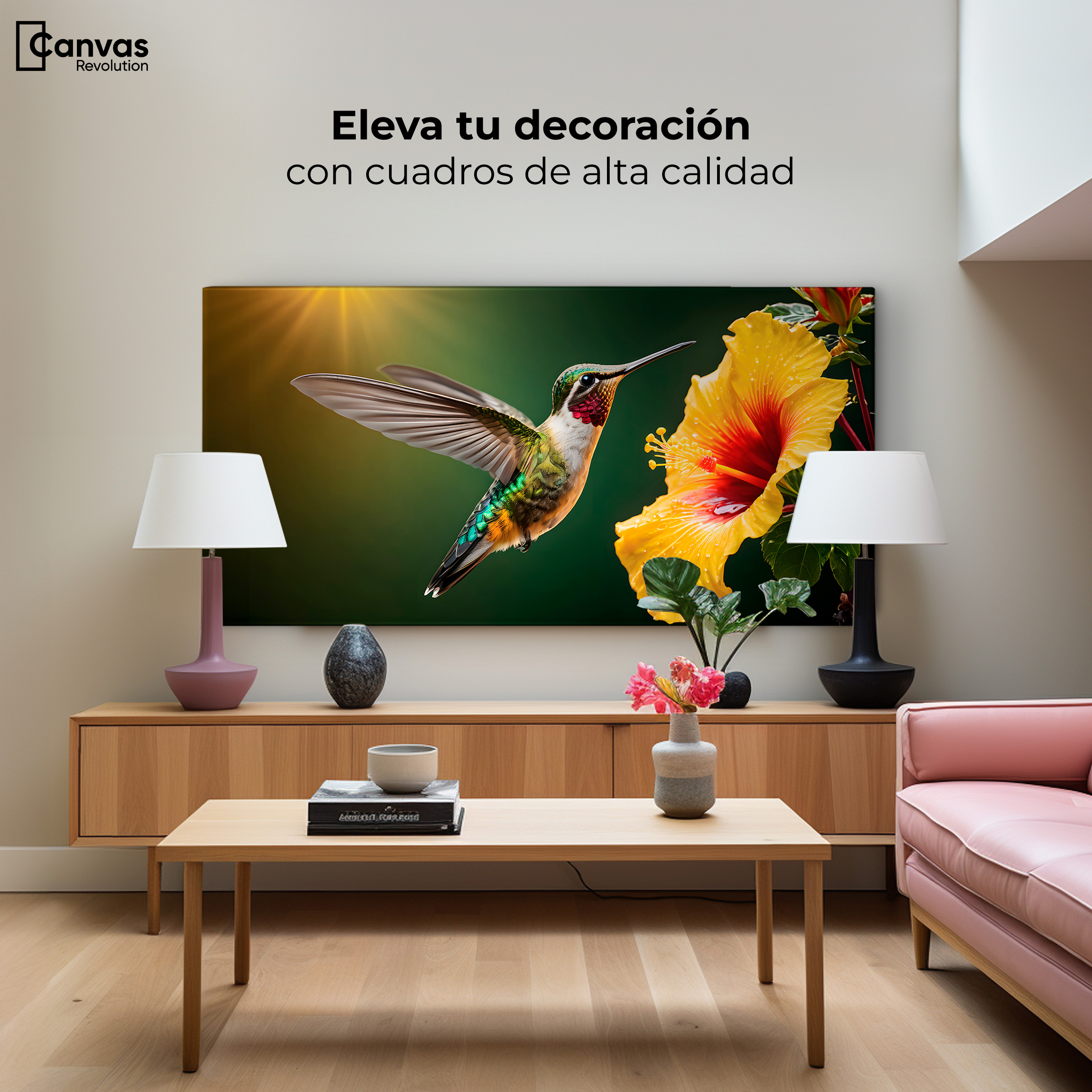 Foto 4 pulgar | Cuadros De Colibrí Canvas Colibrí Ala Néctar 120x60