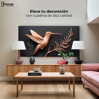 Foto 3 | Cuadros De Colibrí Canvas Colibrí Dorado 120x60