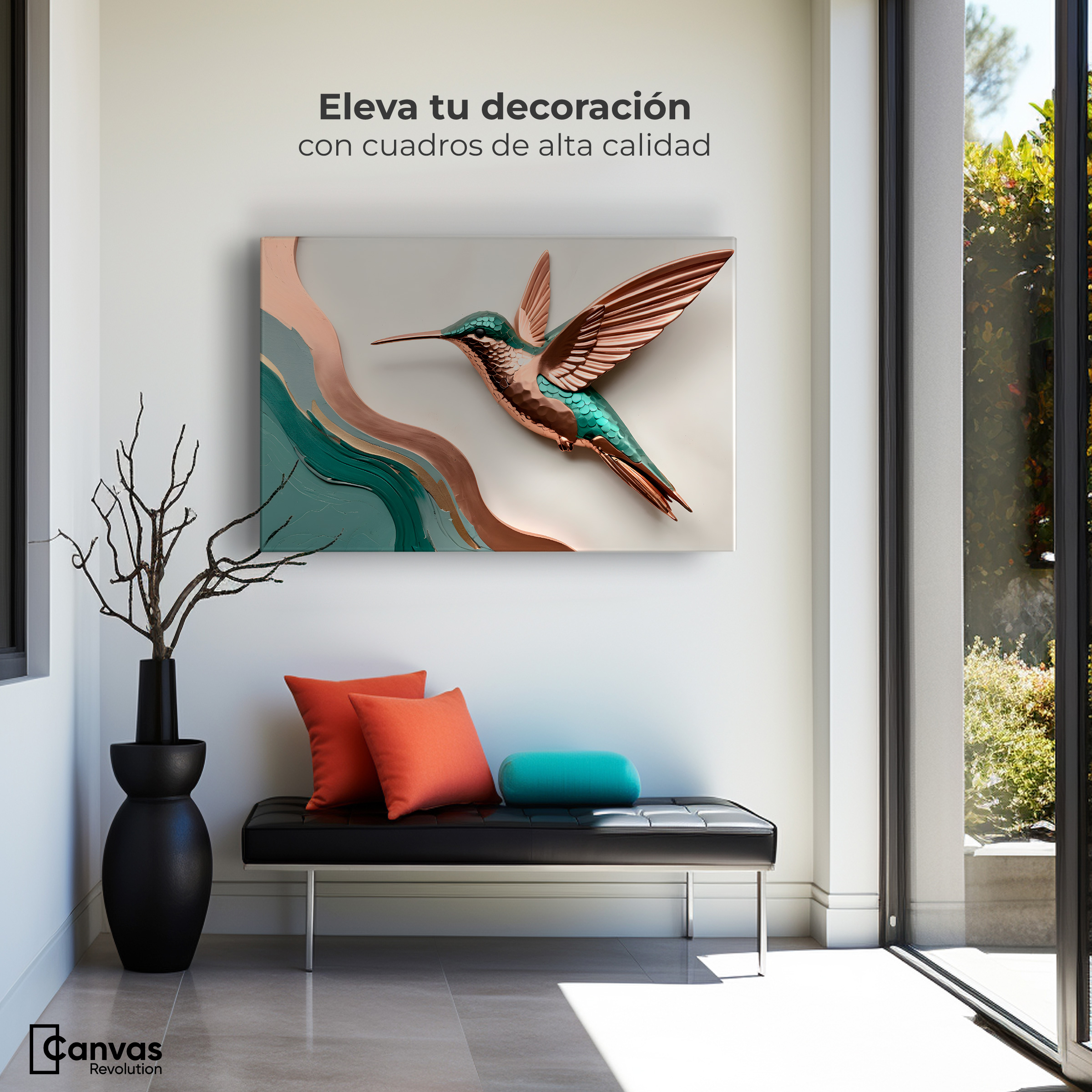 Foto 3 | Cuadros De Colibrí Canvas Colibrí Esmeralda 90x60
