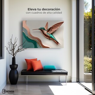 Foto 3 | Cuadros De Colibrí Canvas Colibrí Esmeralda 90x60