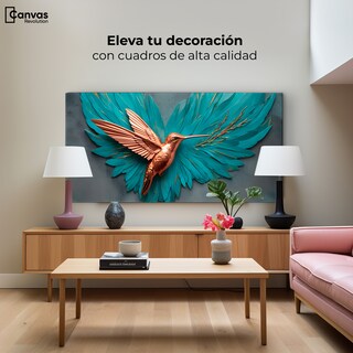 Foto 3 | Cuadros De Colibrí Canvas Colibrí Celeste 120x60