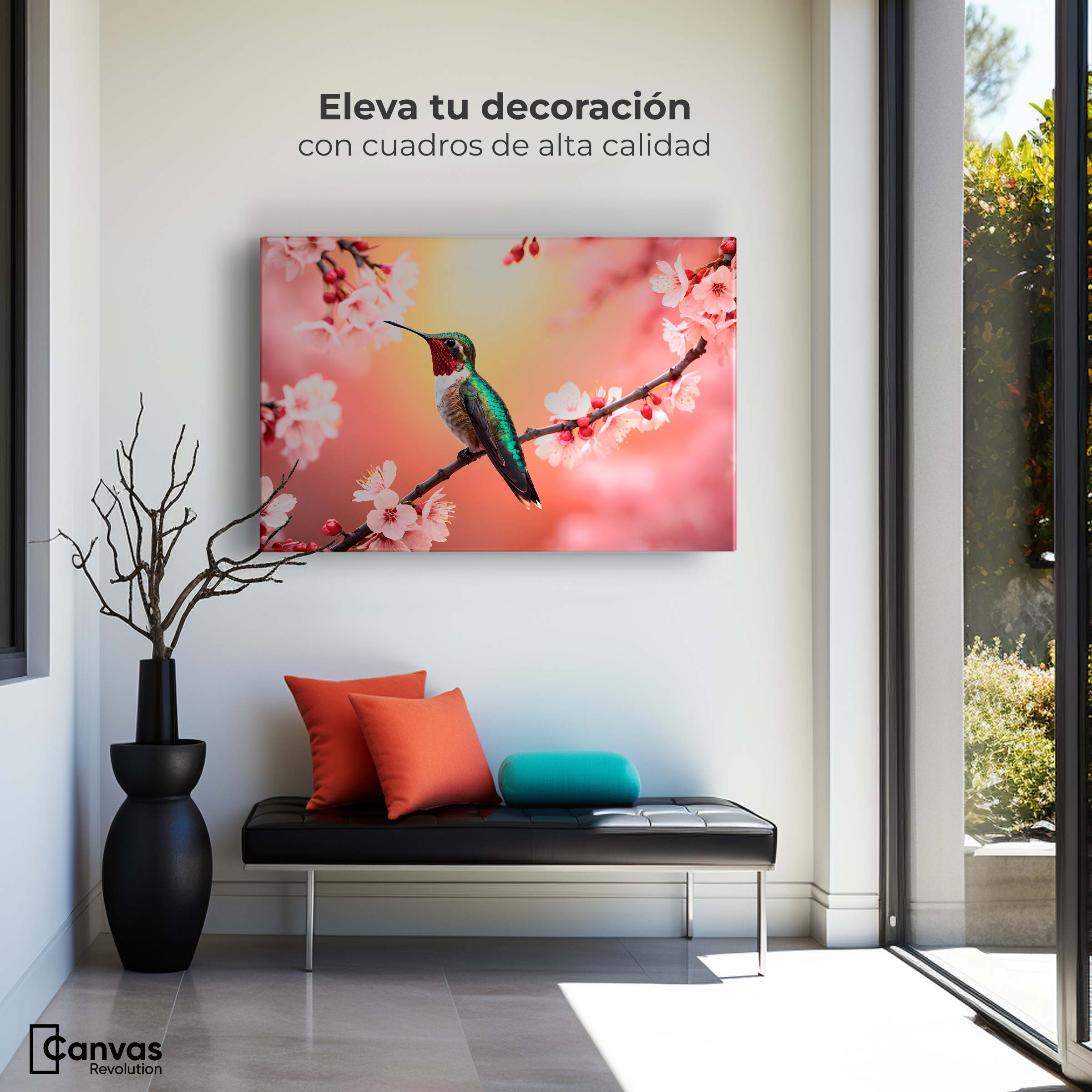Foto 4 pulgar | Cuadros De Colibrí Canvas Colibrí En Cerezo 90x60