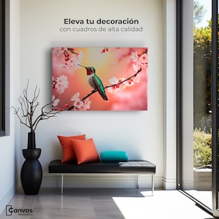 Foto 3 | Cuadros De Colibrí Canvas Colibrí En Cerezo 90x60