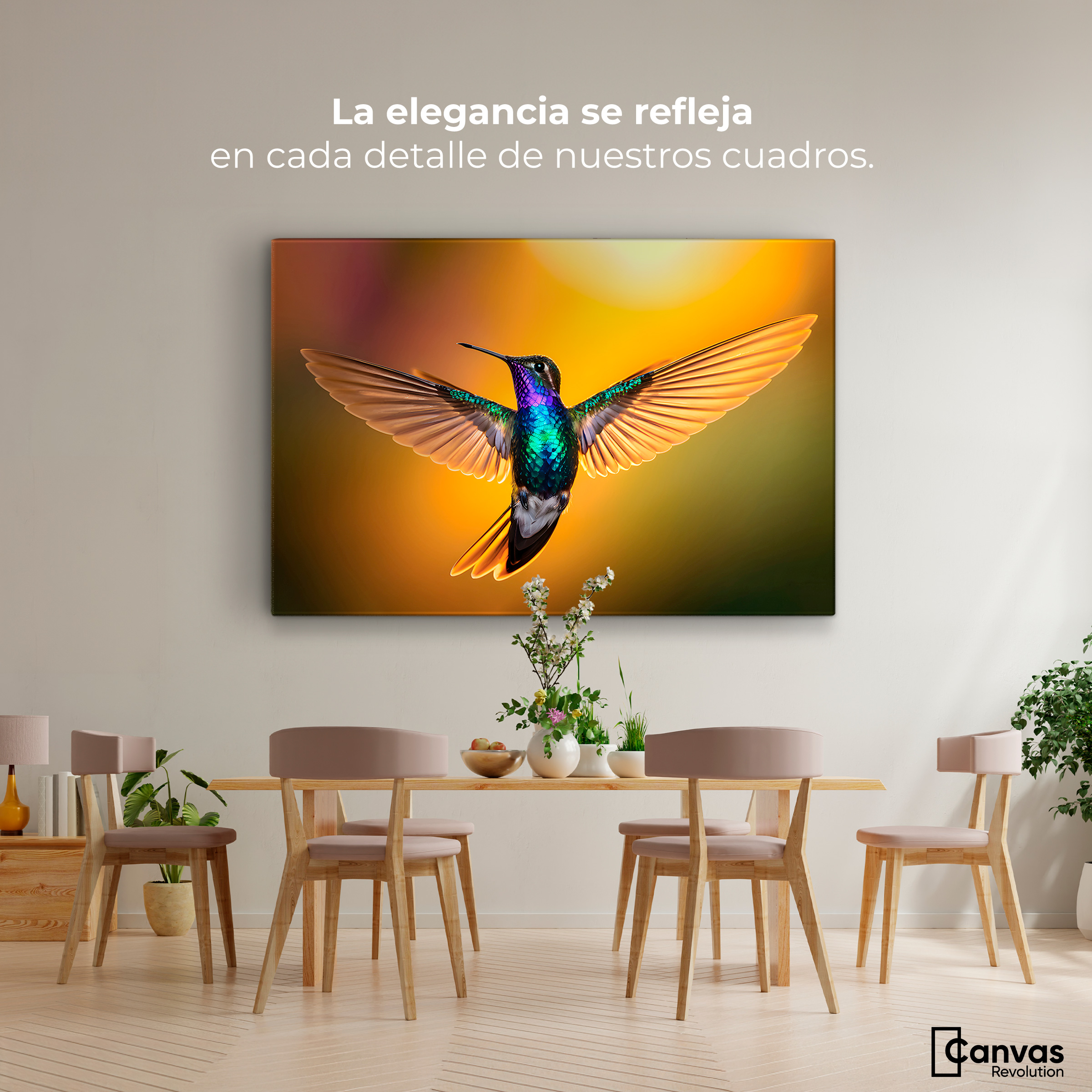 Foto 3 pulgar | Cuadros De Colibrí Canvas Colibrí Encantado 90x60