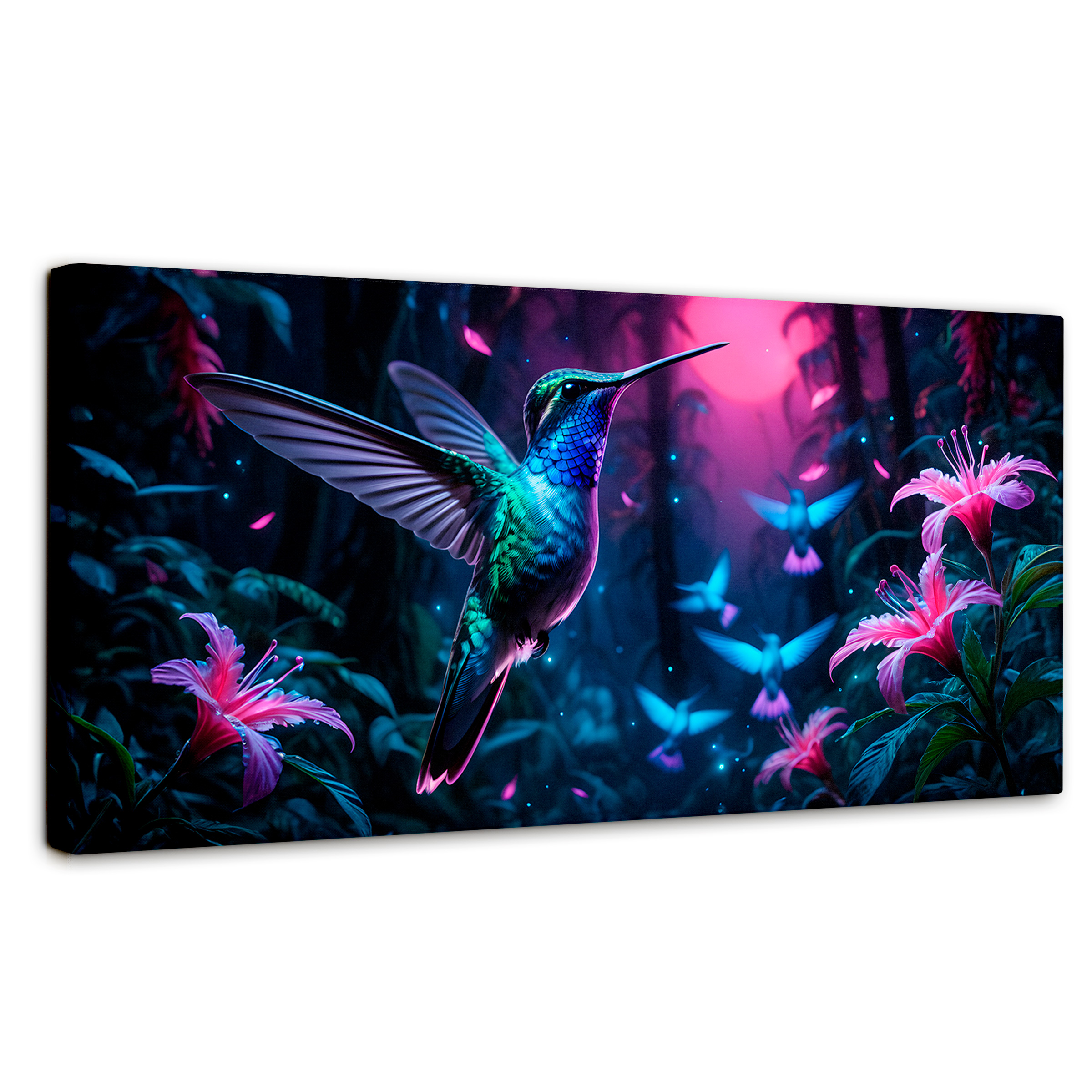 Foto 2 pulgar | Cuadros De Colibrí Canvas Colibrí Fluorescente 120x60