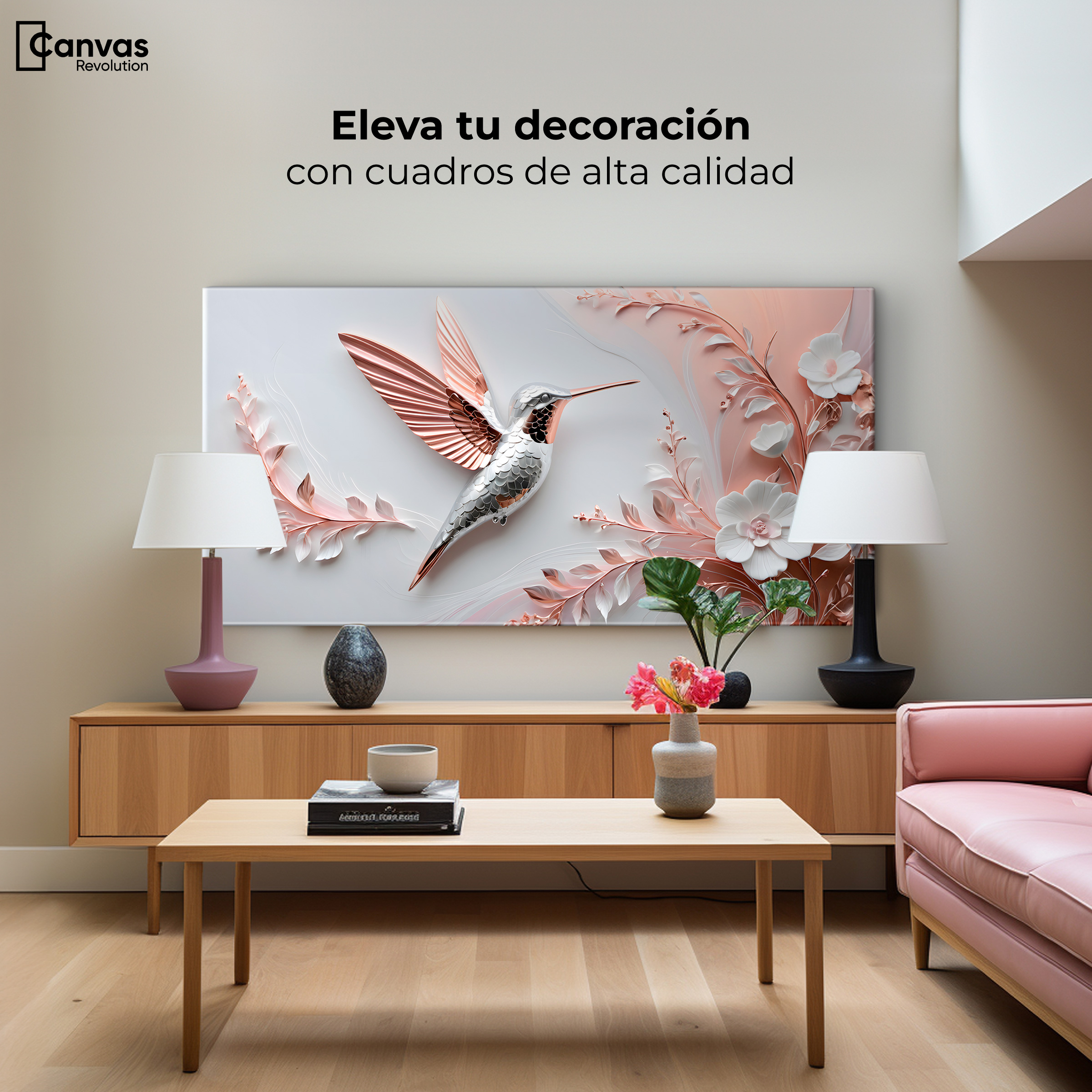 Foto 4 pulgar | Cuadros De Colibrí Canvas Colibrí Diamante 120x60