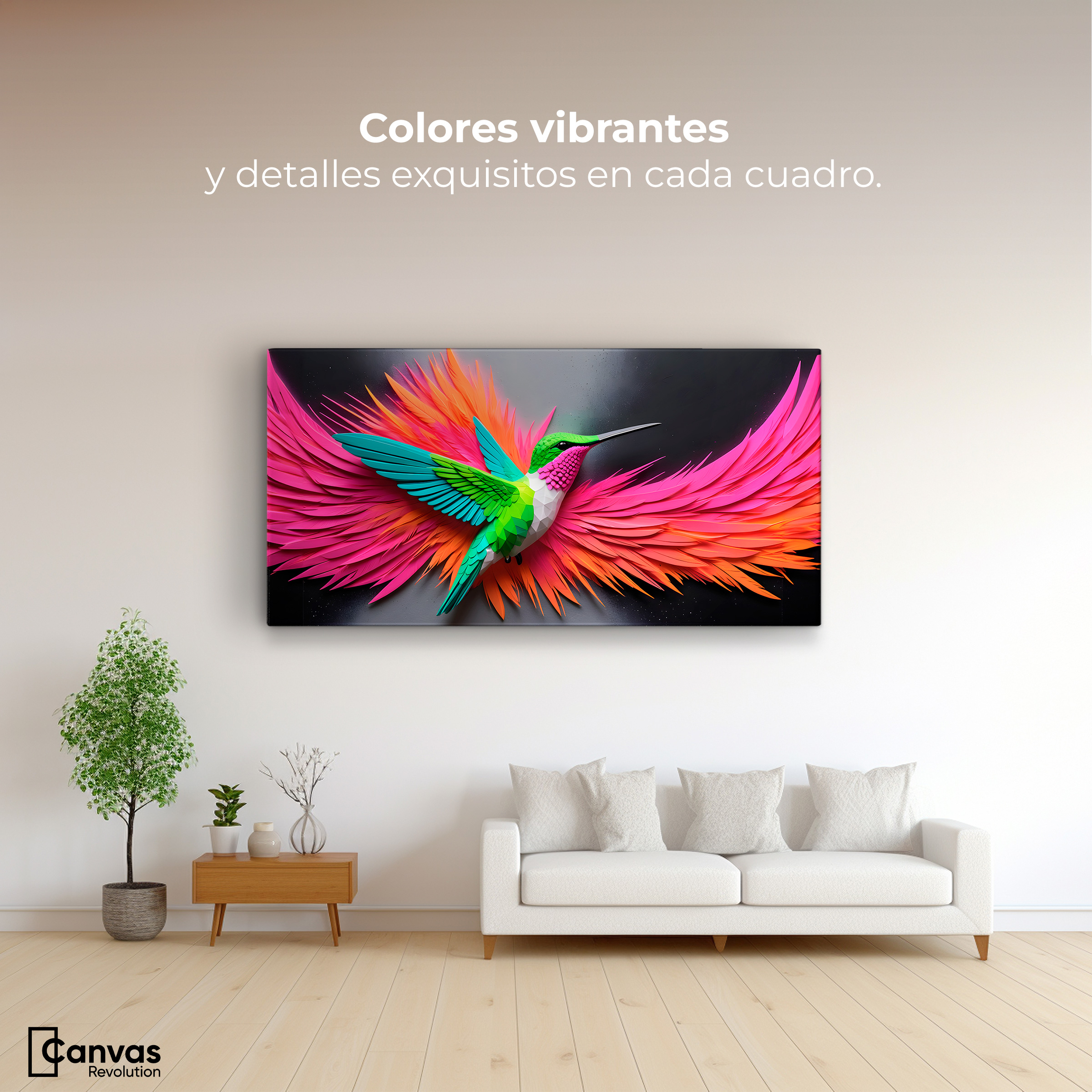 Foto 2 | Cuadros De Colibrí Canvas Colibrí Arcoíris 120x60