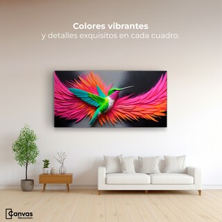 Foto 2 | Cuadros De Colibrí Canvas Colibrí Arcoíris 120x60
