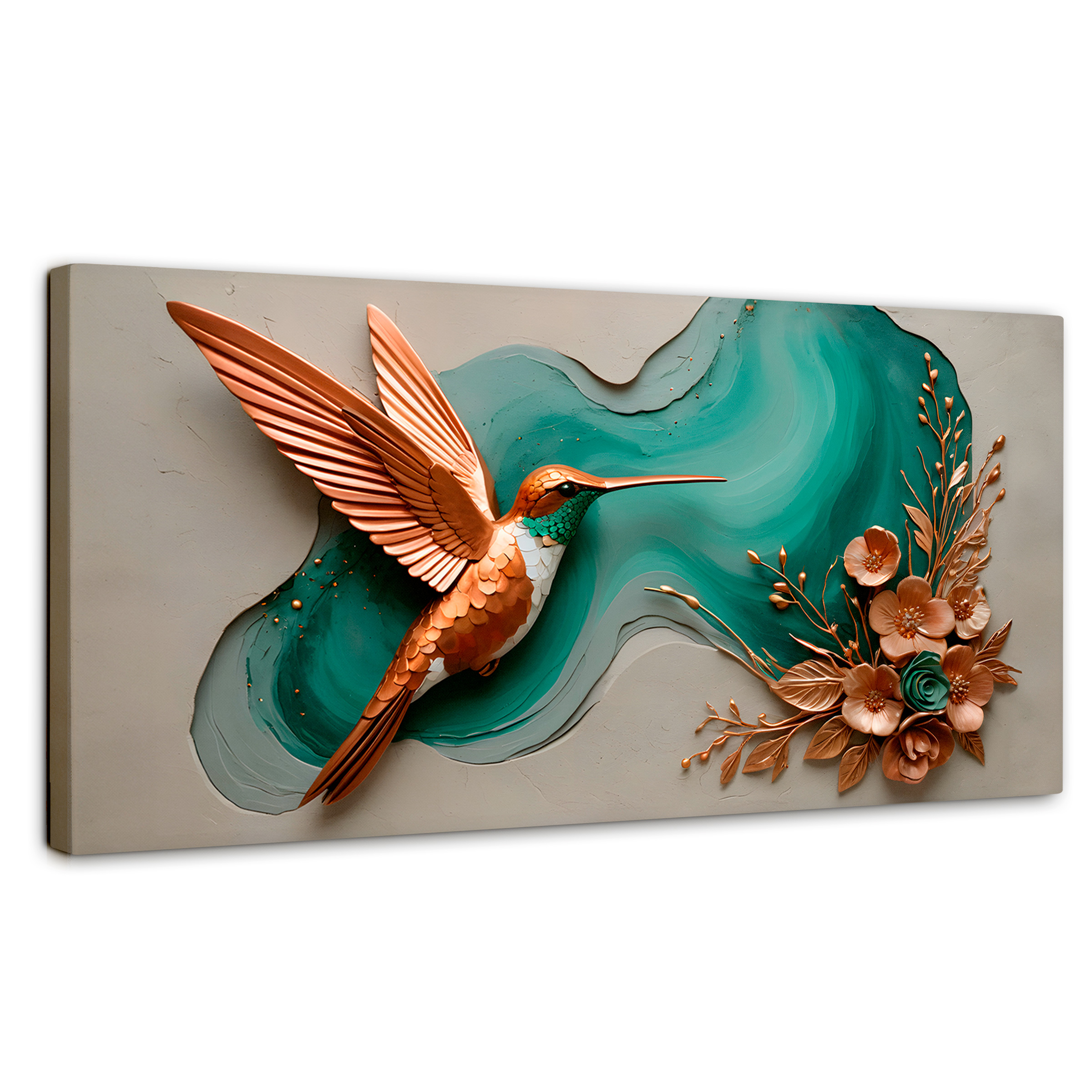 Foto 1 | Cuadros De Colibrí Canvas Colibrí Y Flores 120x60